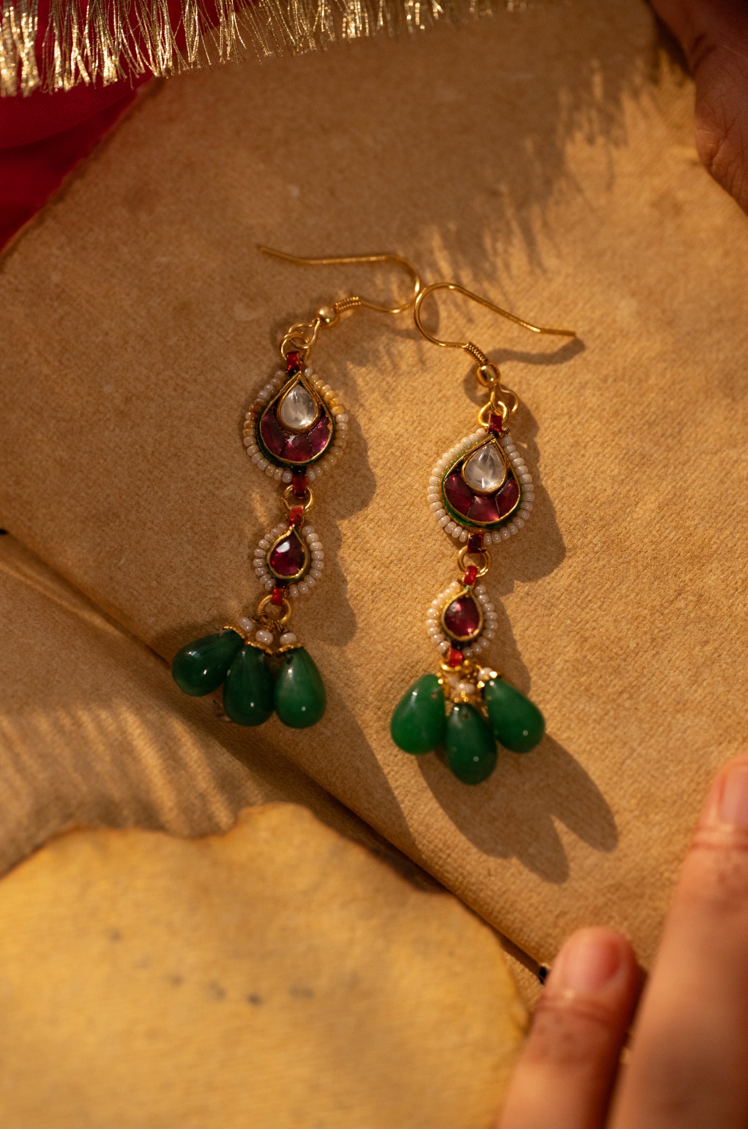 Upasana Green Kundan Earrings