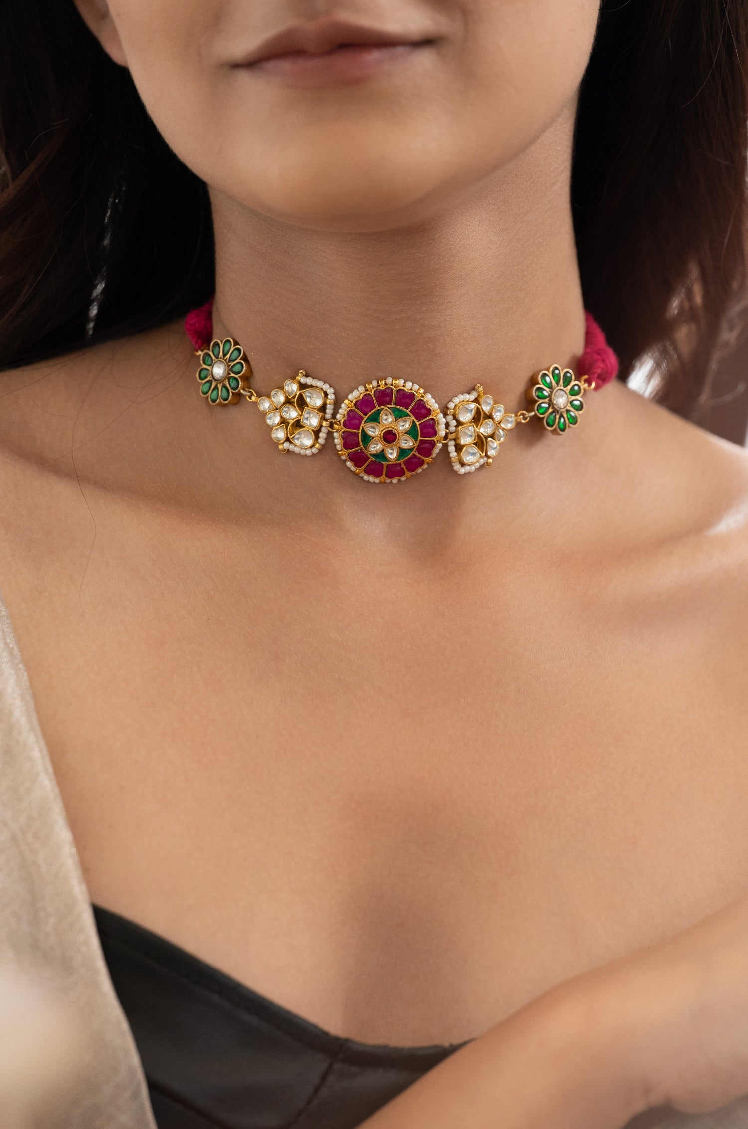 Kavisha Pink Kundan Necklace