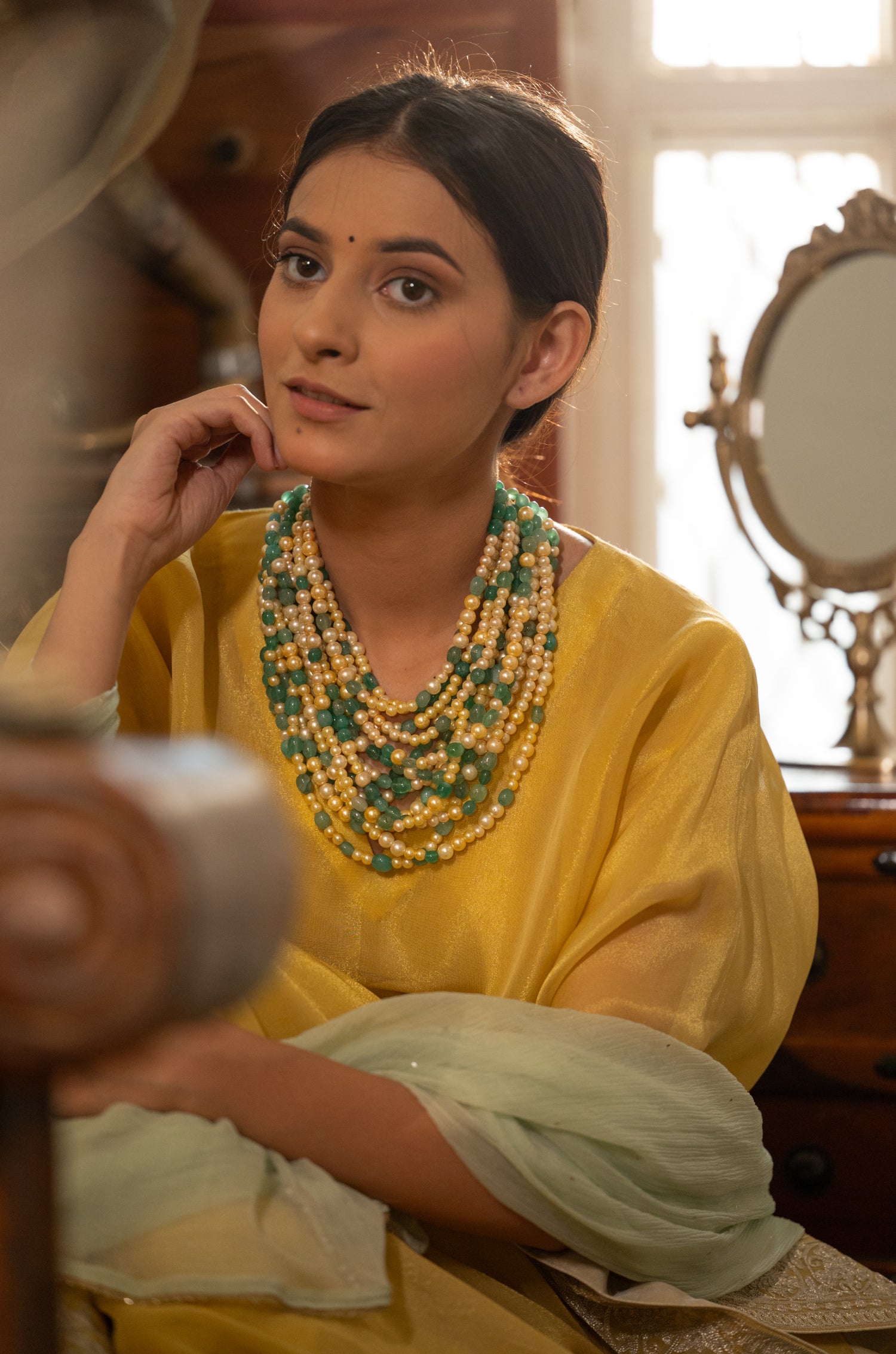Shobita Mint Layered Necklace