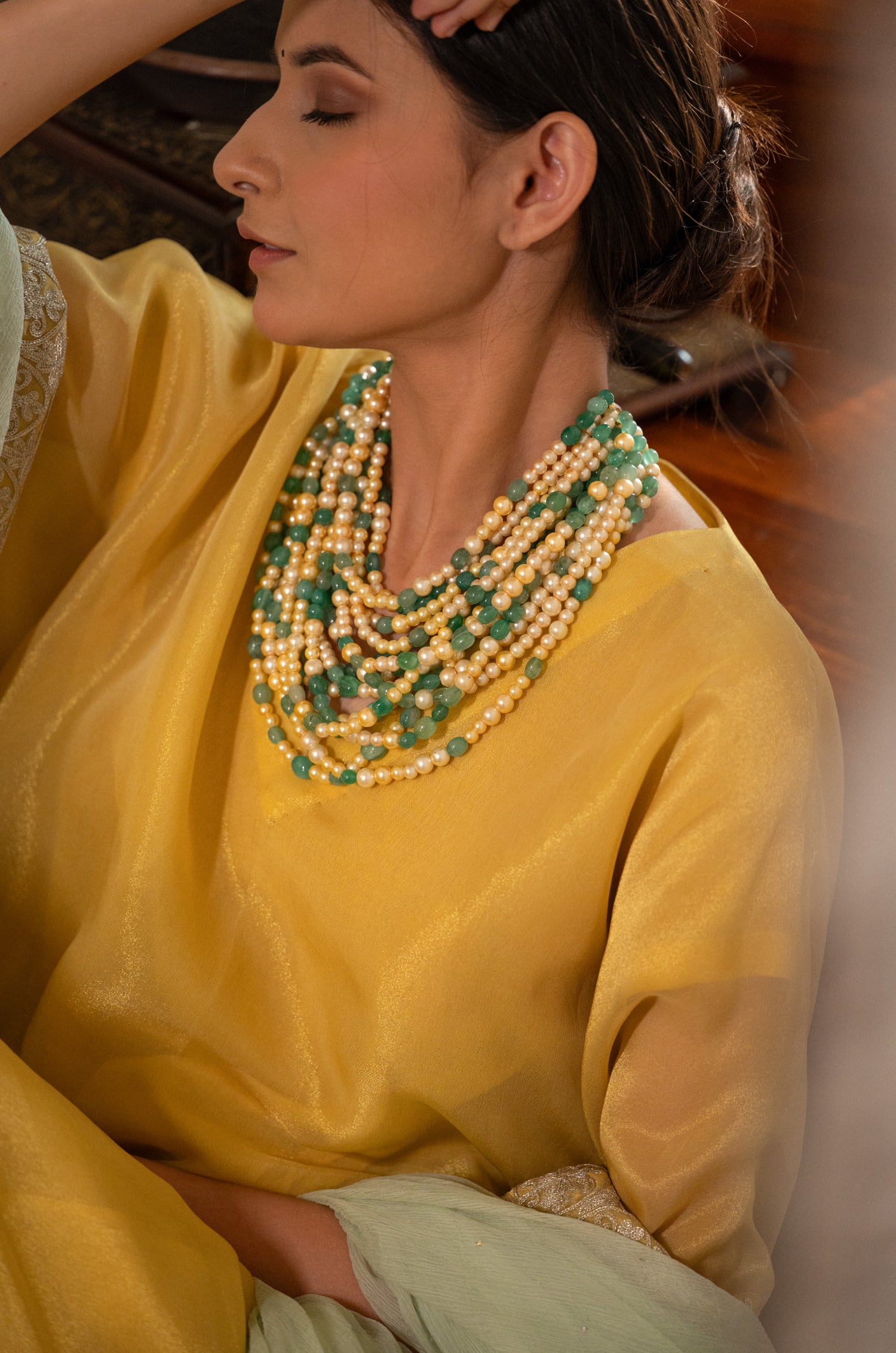 Shobita Mint Layered Necklace