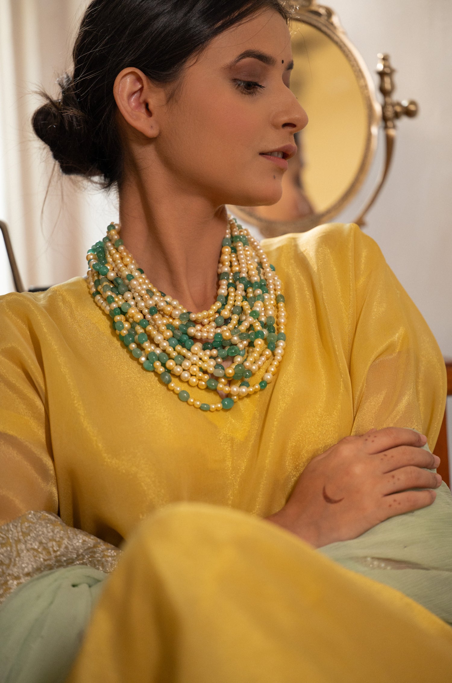 Shobita Mint Layered Necklace