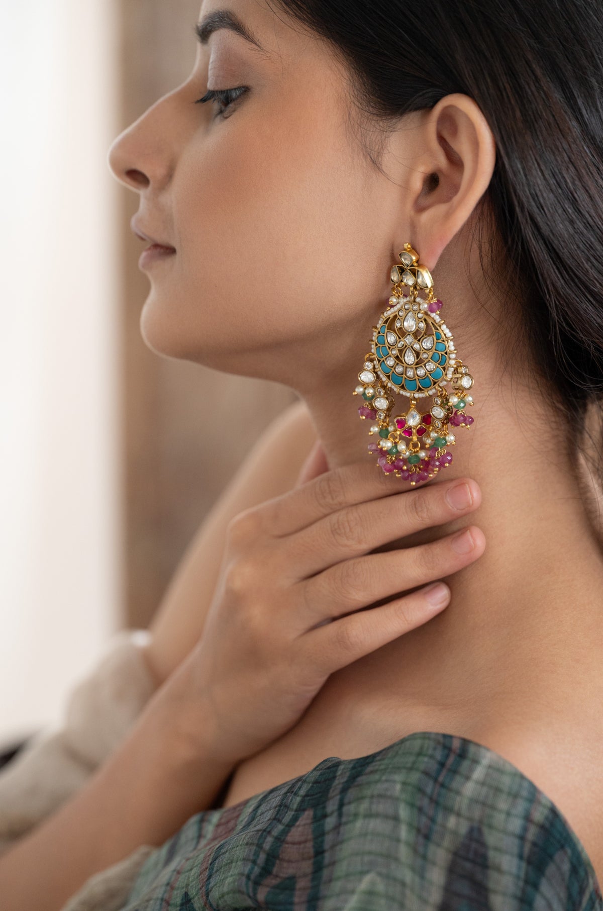 Mehera Multicolored Chandbali Earrings