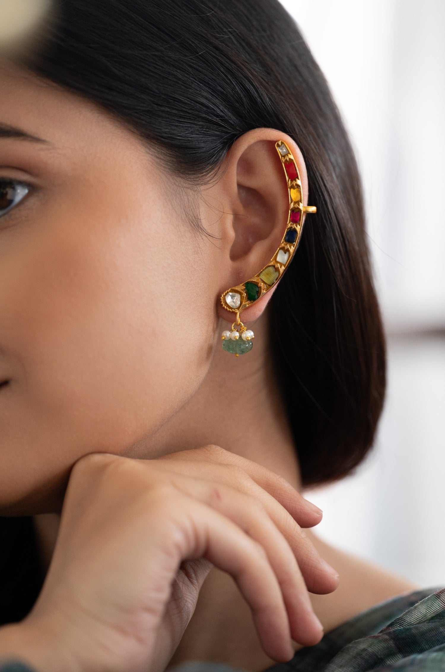 Vedihi Multicolored Kundan Earrings