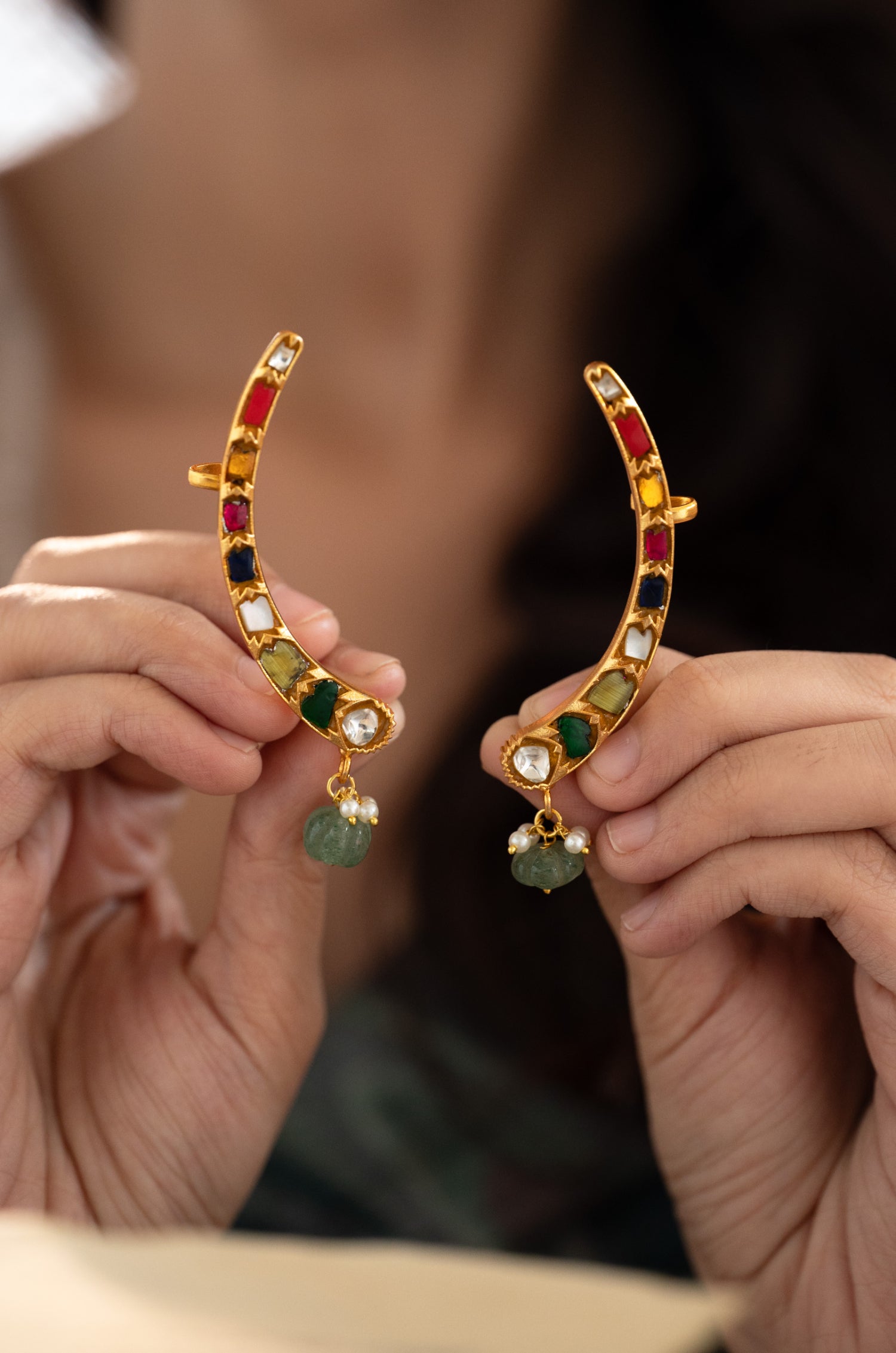 Vedihi Multicolored Kundan Earrings