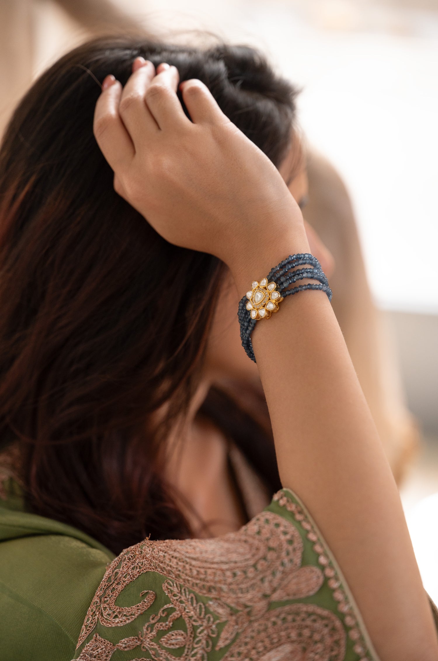 Anna Blue Polki Bracelet