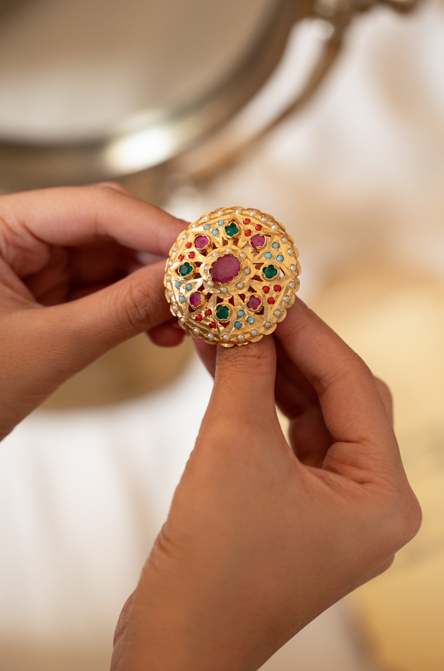 Astrid Multicolored Jadau Ring