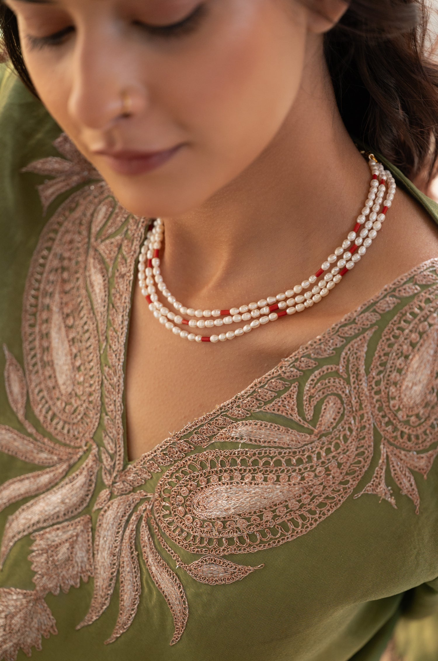 Saveri Rice Pearls Necklace