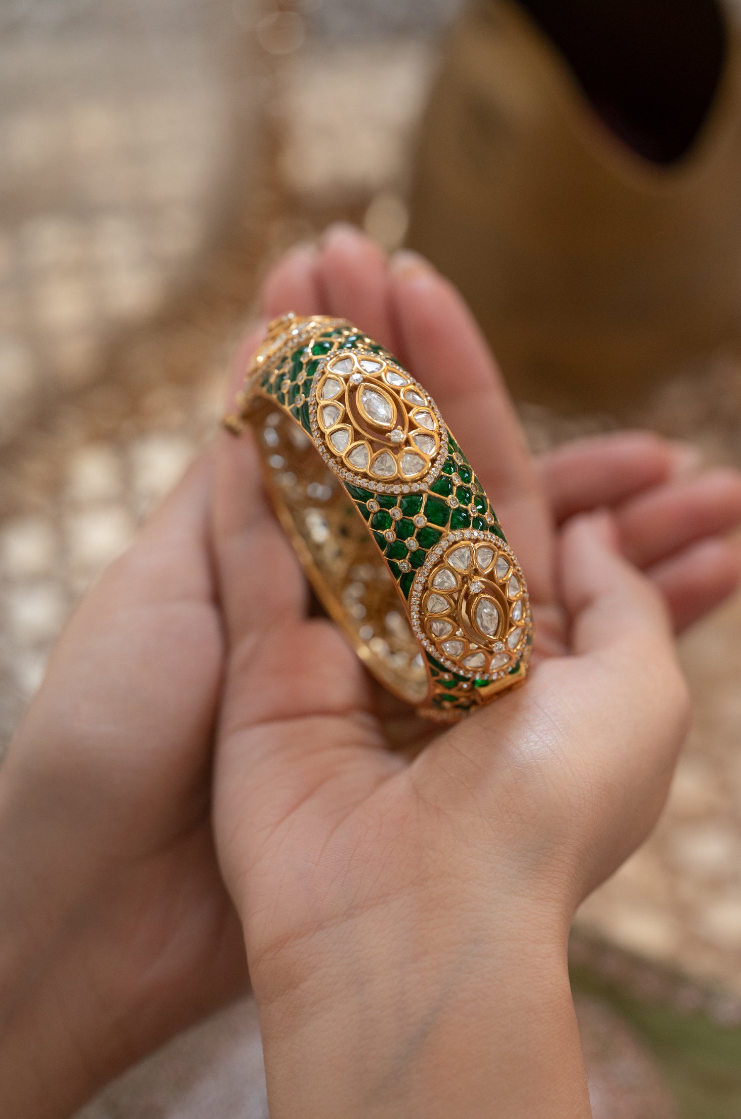 Siddhi Green Victorian Polki Bangle