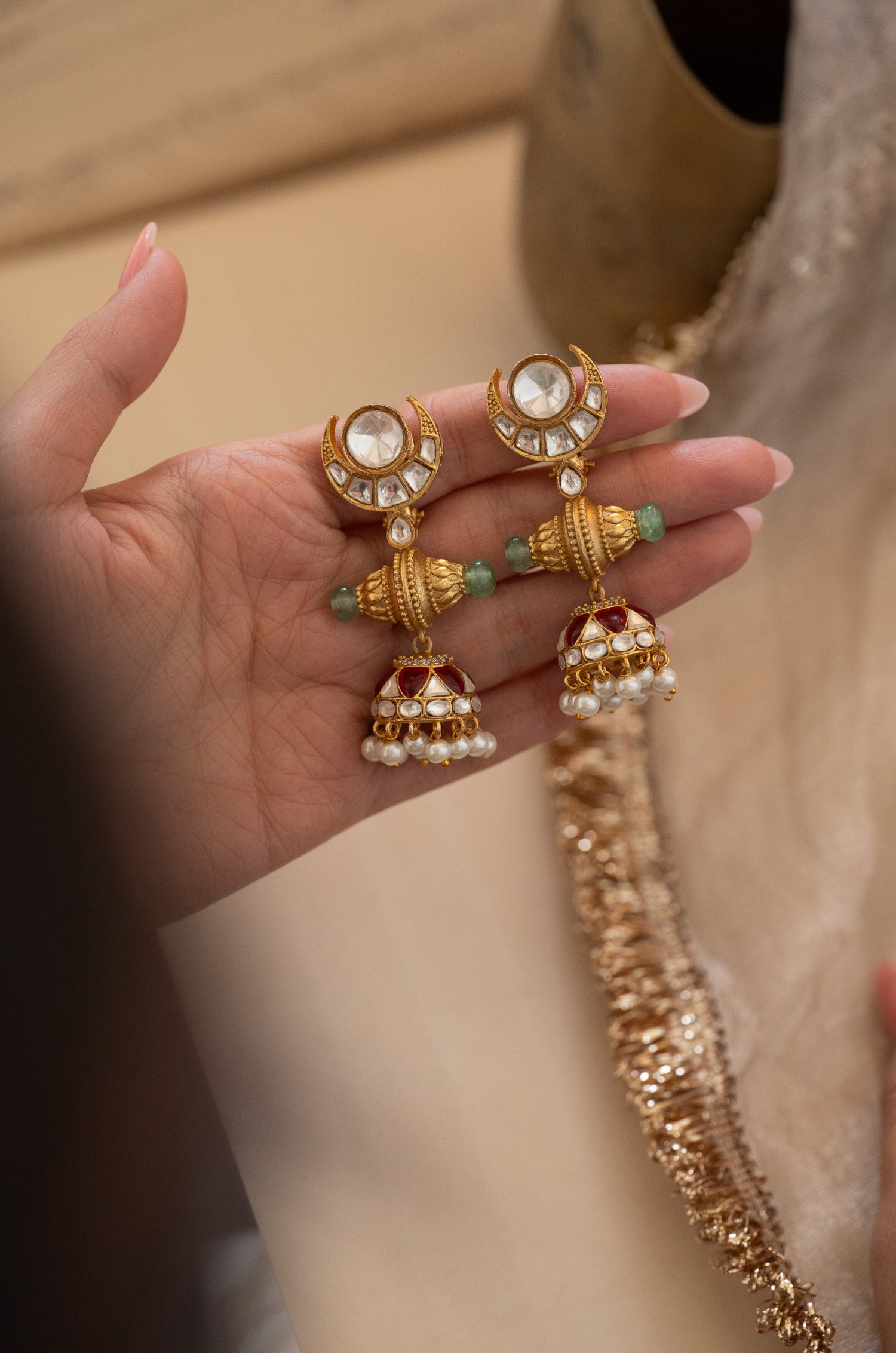 Sahira Kundan Jhumka Earrings