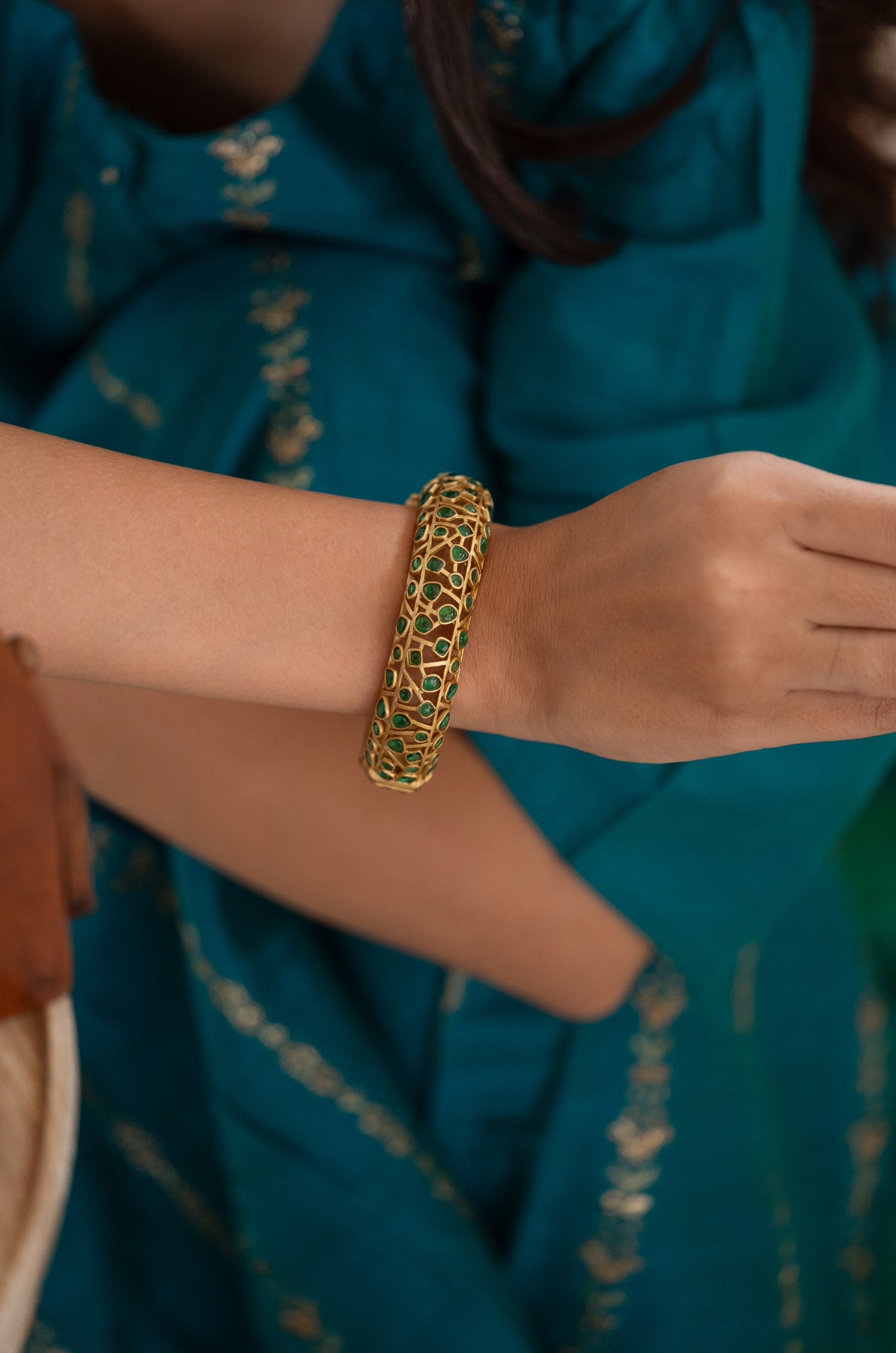 Anjana Green Polki Bangle