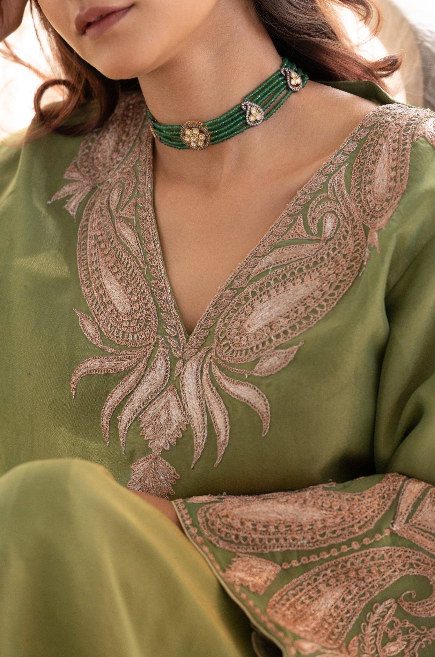 Liana Green Polki Choker Necklace