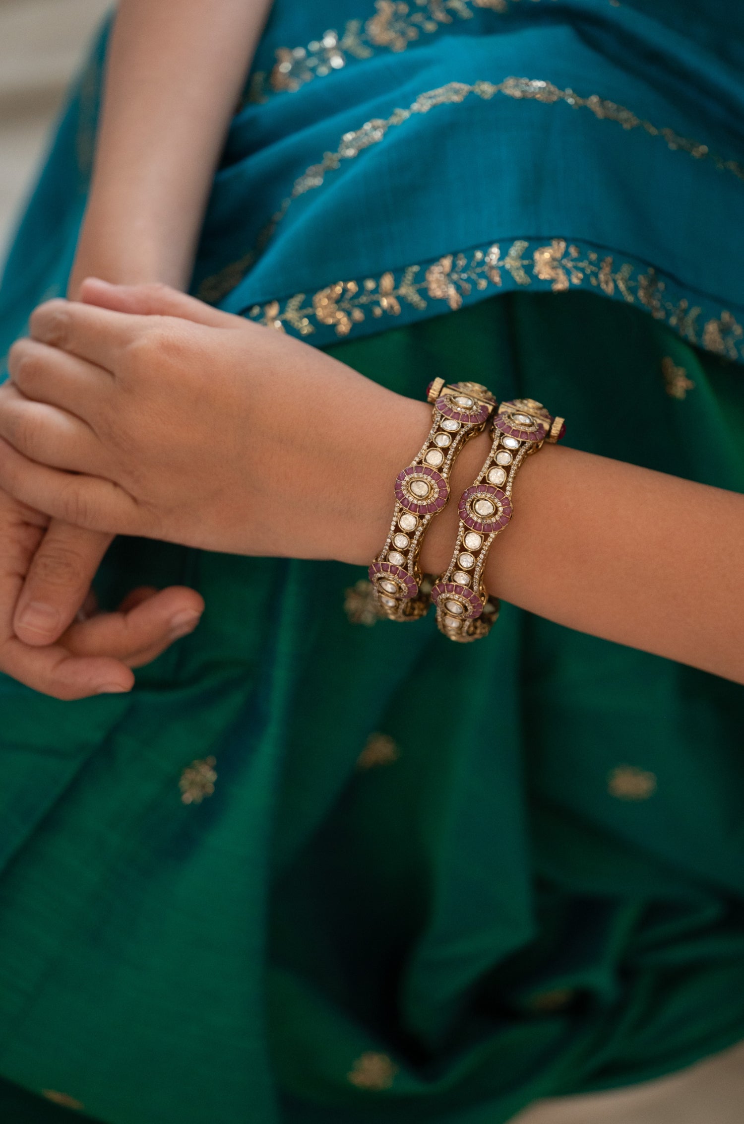 Keshvi Red Polki Bangles- Set of 2