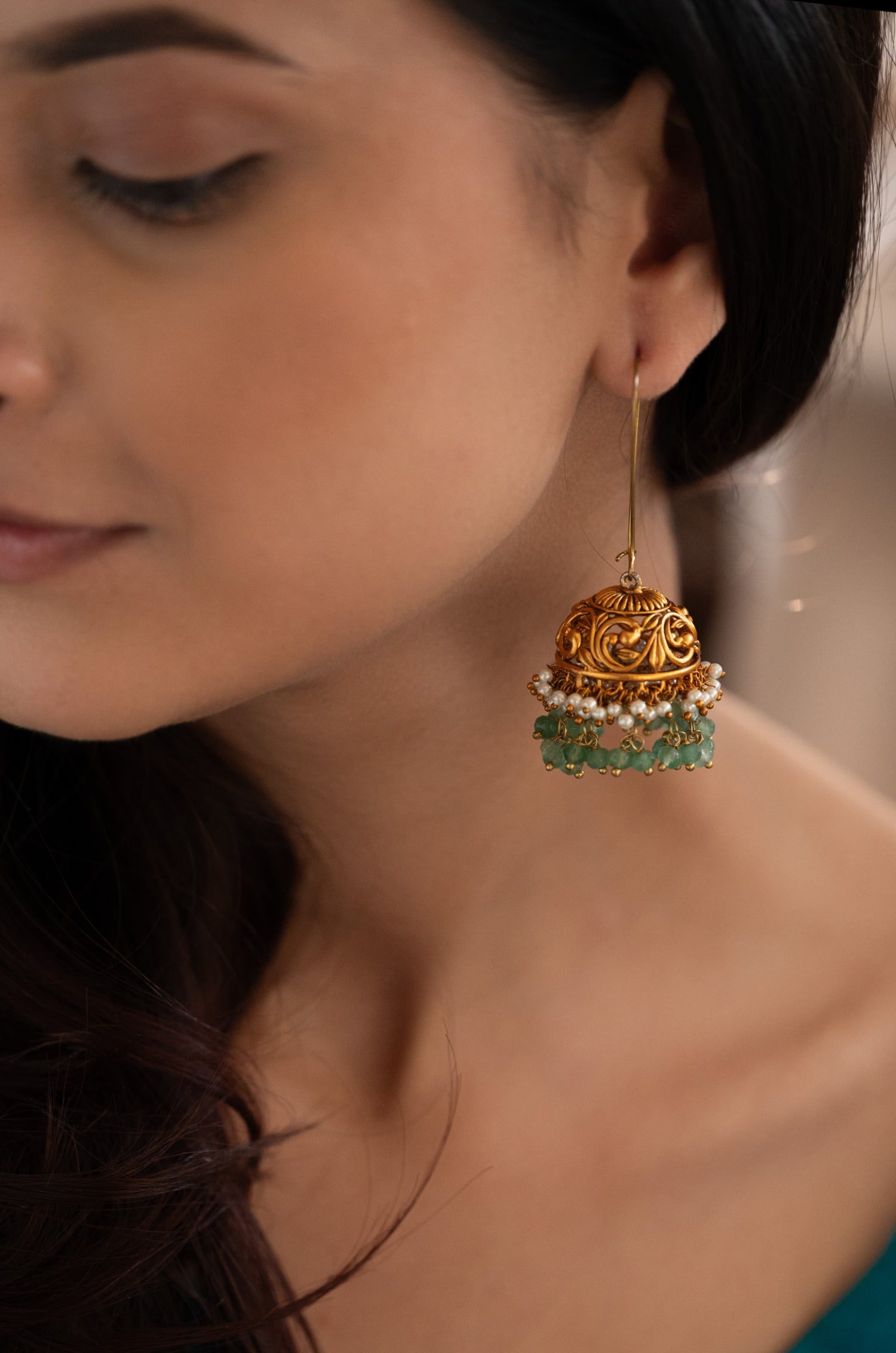 Madhavi Temple Work Jhumka