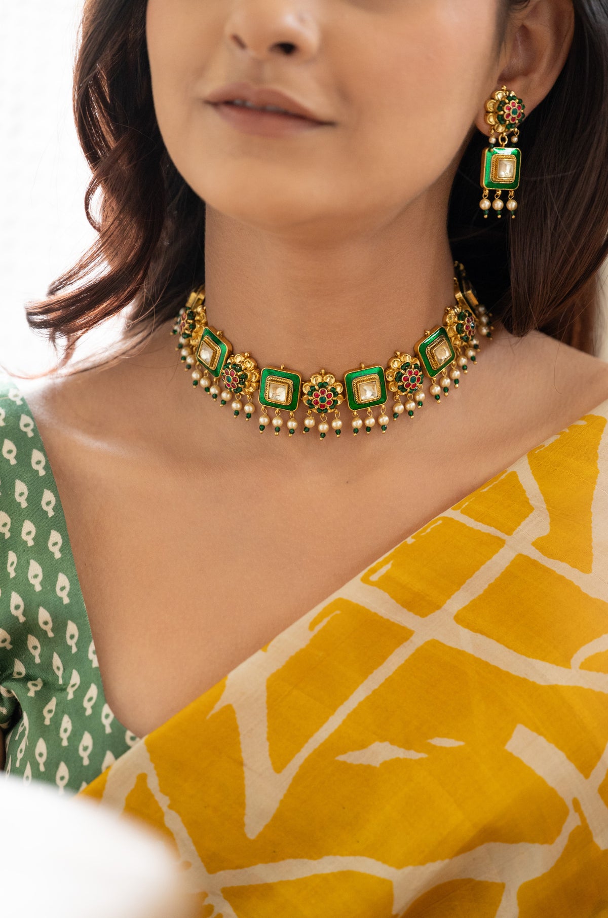 Himani Green Polki Necklace Set