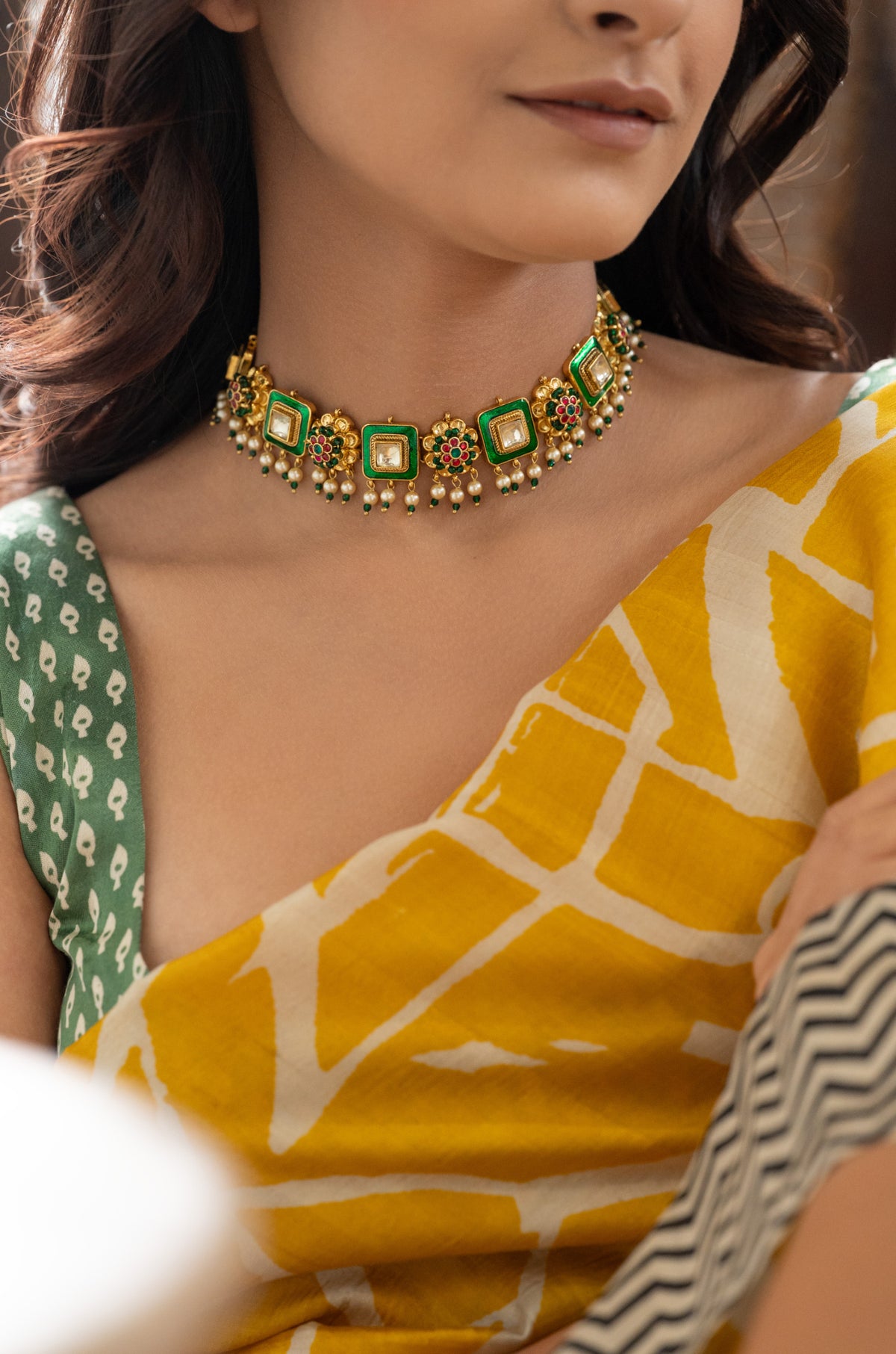 Himani Green Polki Necklace Set