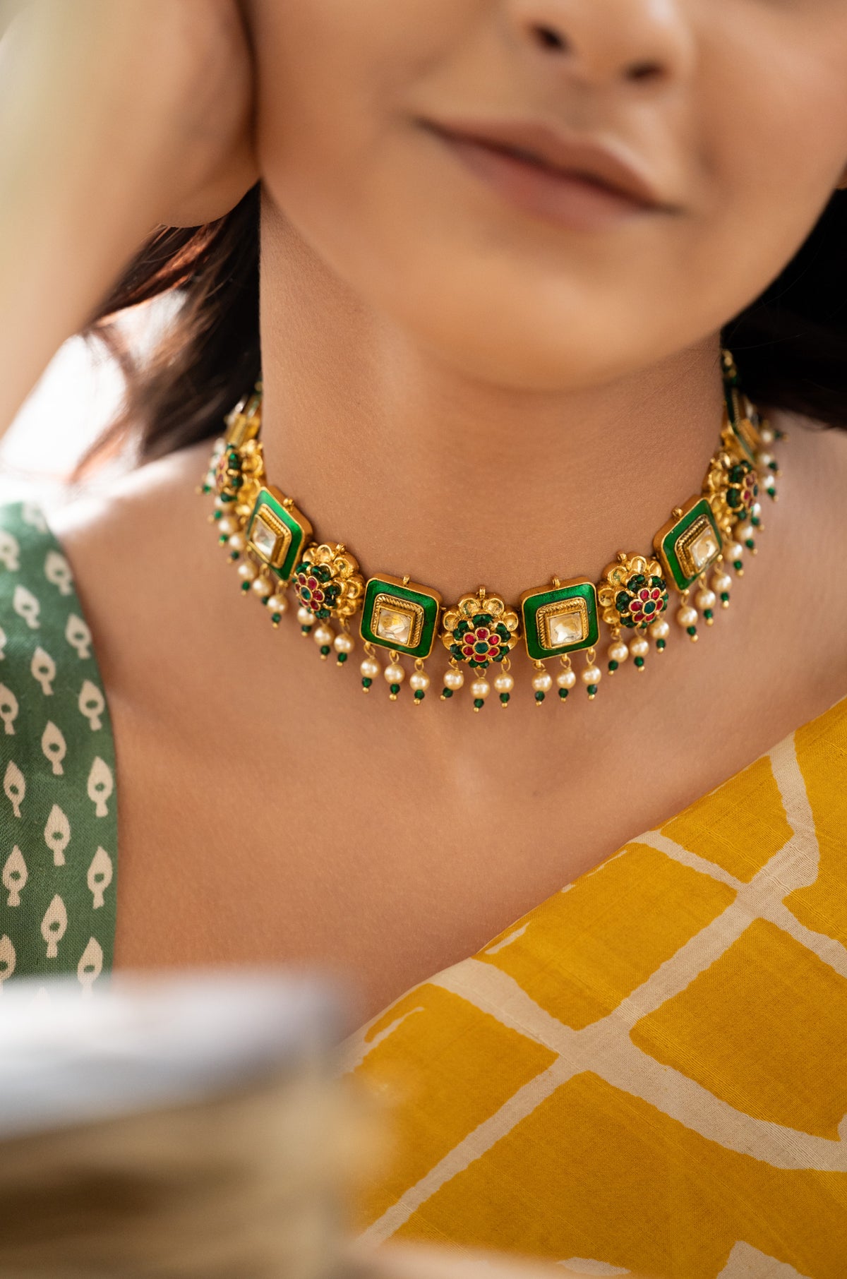 Himani Green Polki Necklace Set