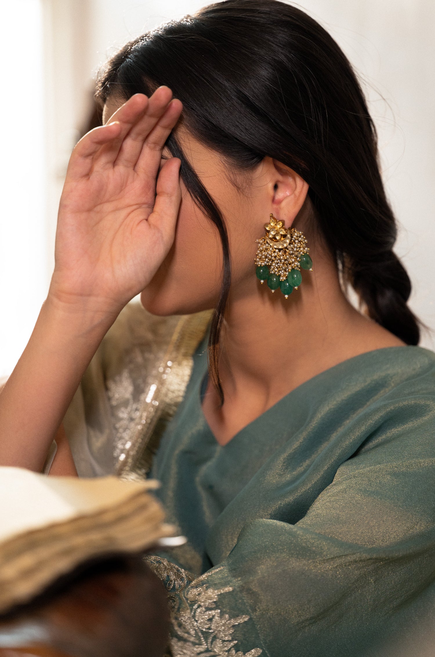 Niyati Green Kundan Earrings