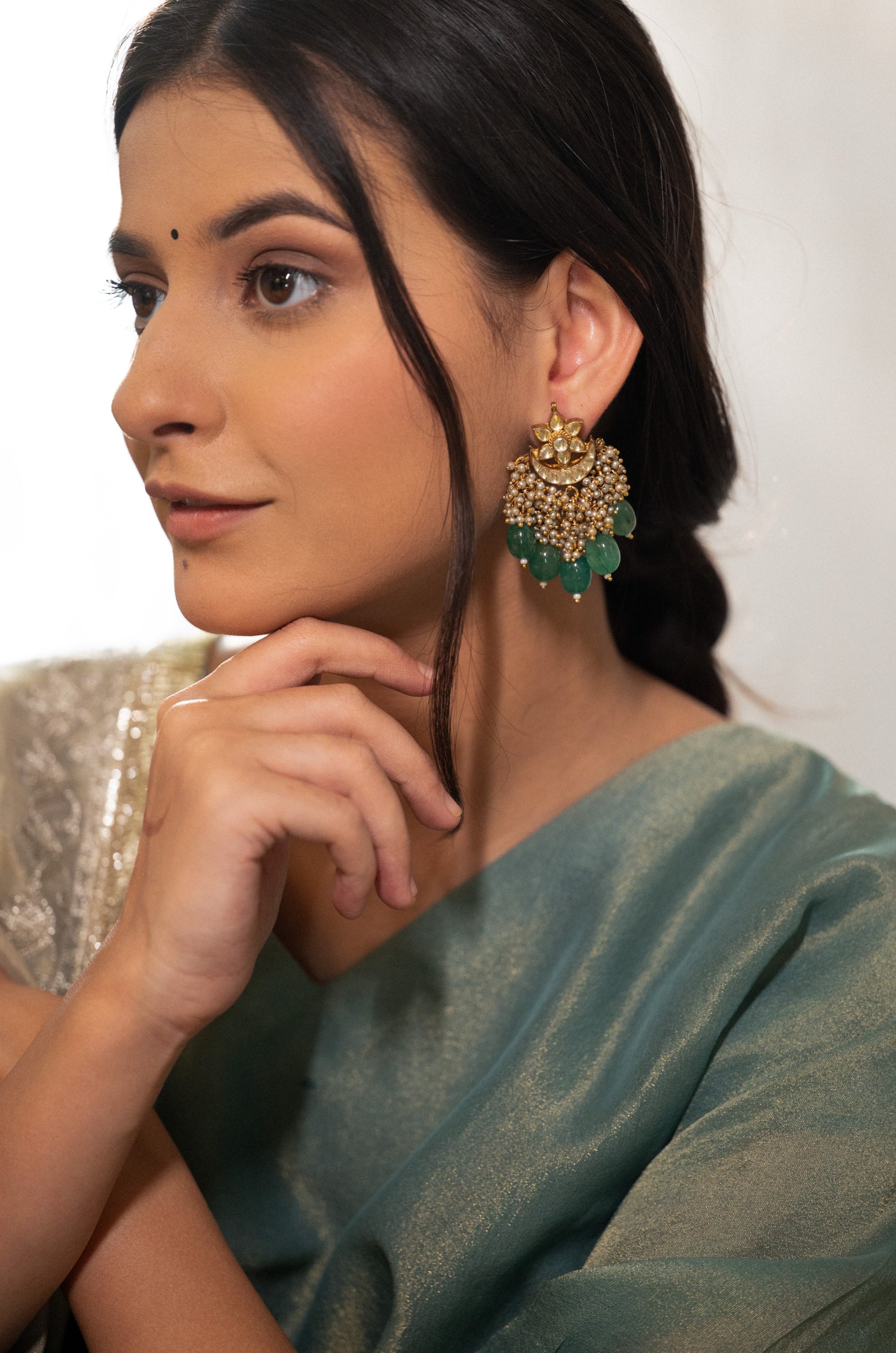 Niyati Green Kundan Earrings