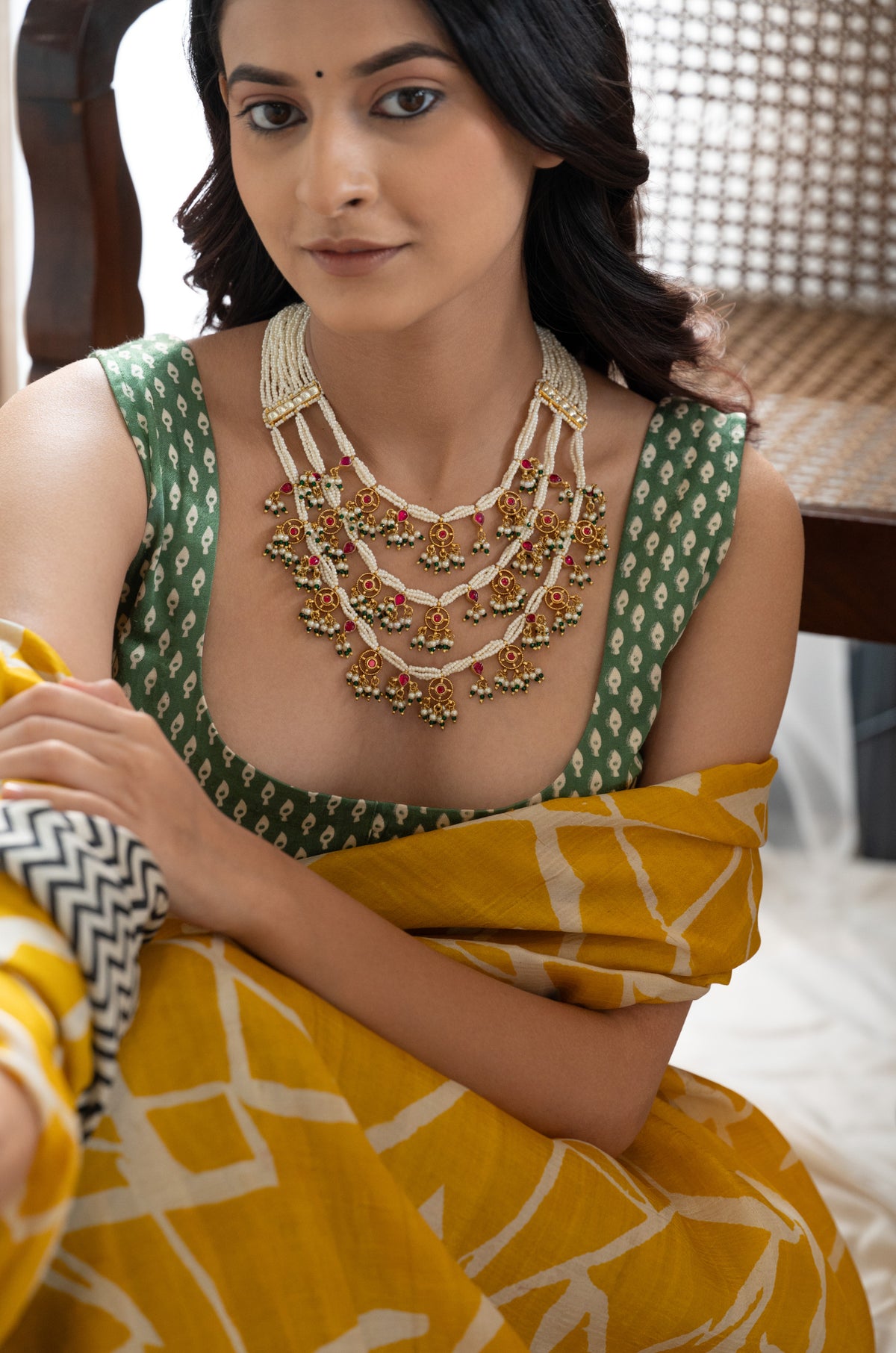 Rhea Red Kundan Layered Necklace