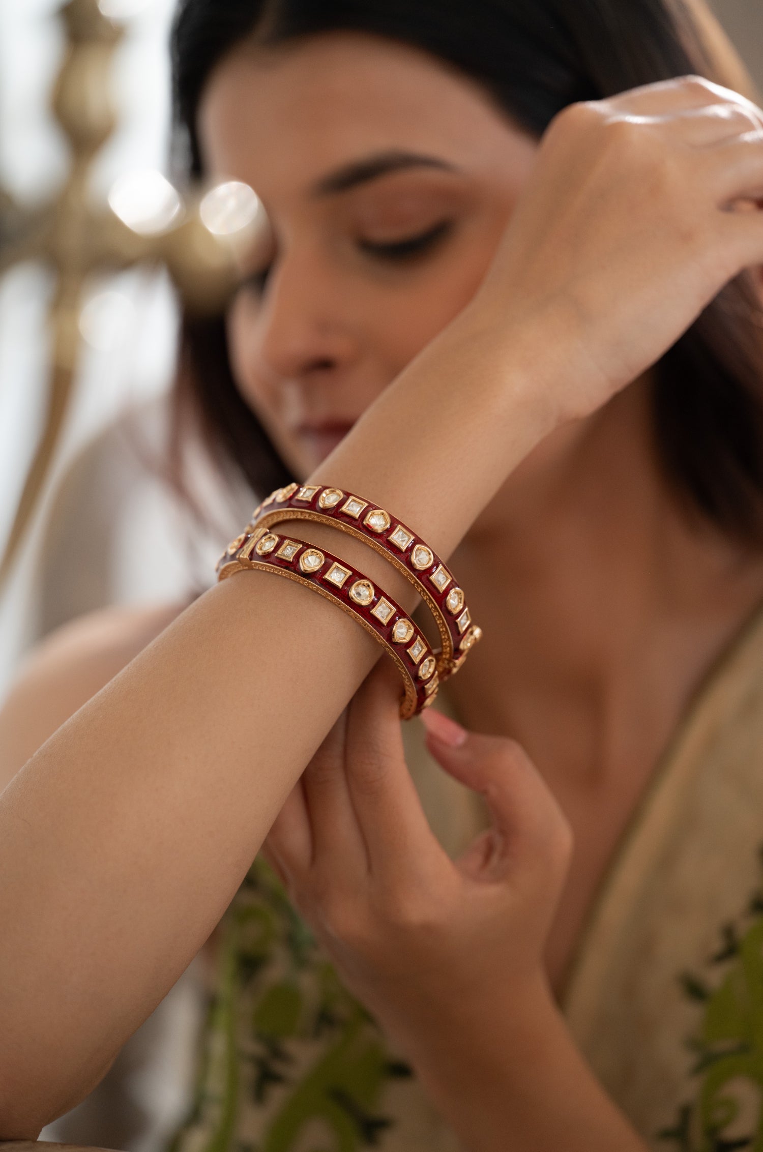 Zivah Red Polki Bangles - Set of 2