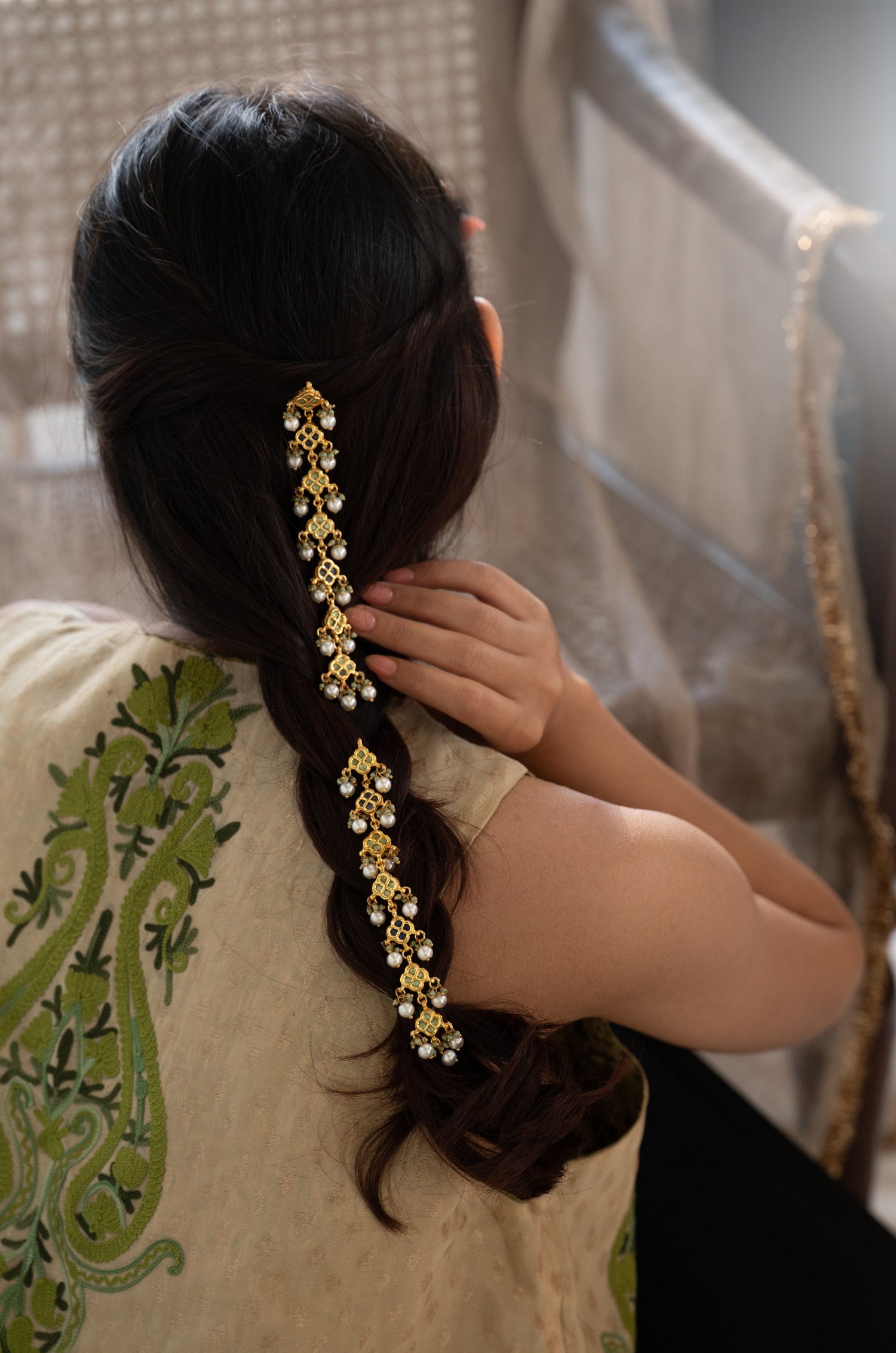 Lyna Kundan Braid Pins- Set of 2