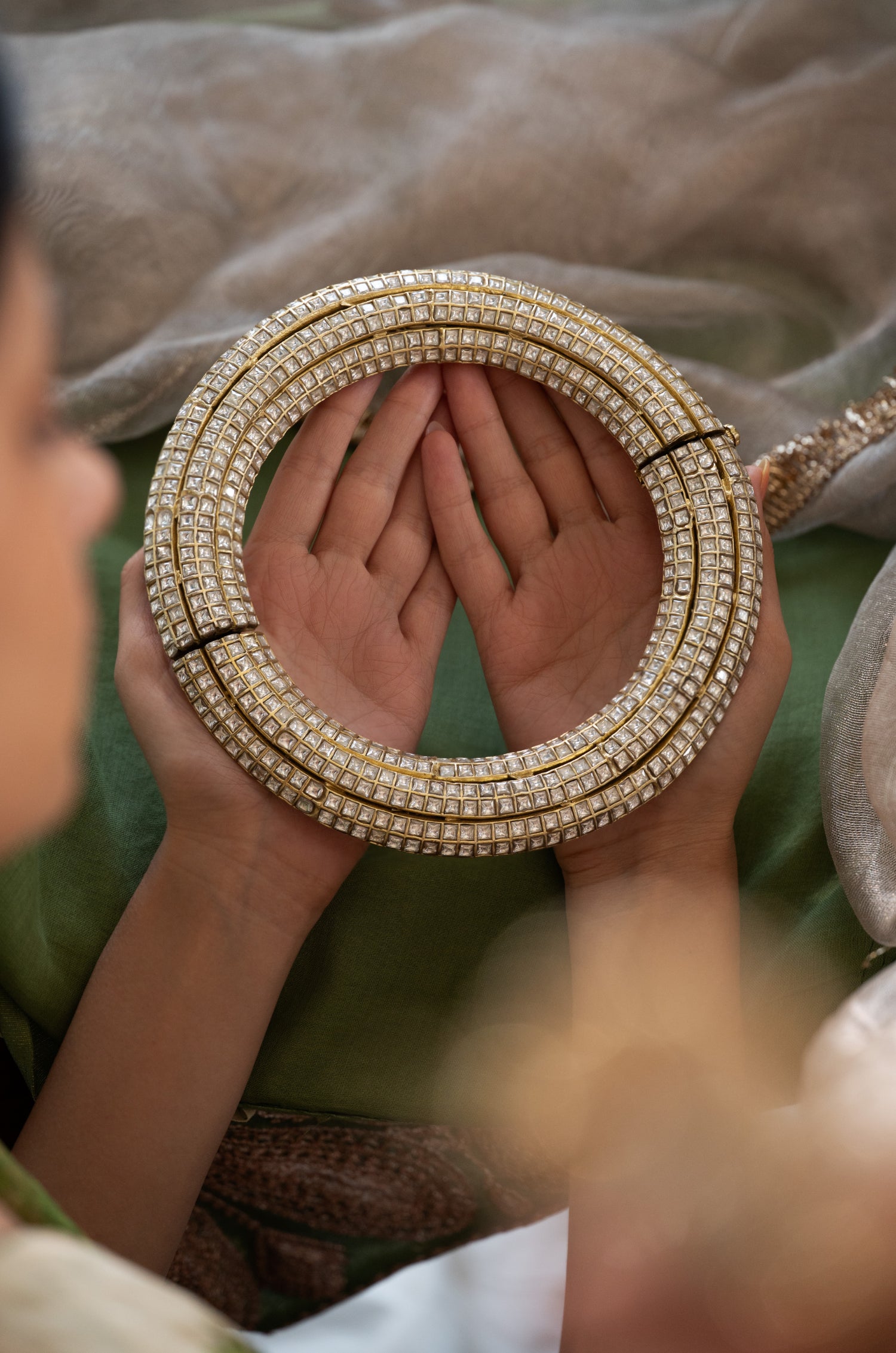 Ameena Rajwadi Polki Hassli Necklace