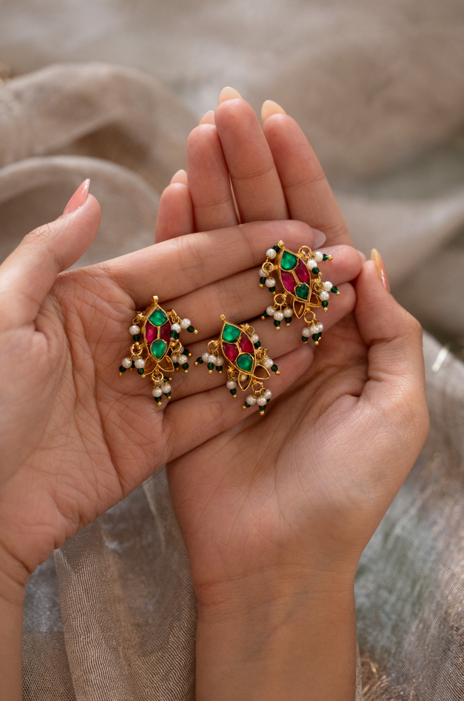 Hania Kundan Braid Pins - Set of 3