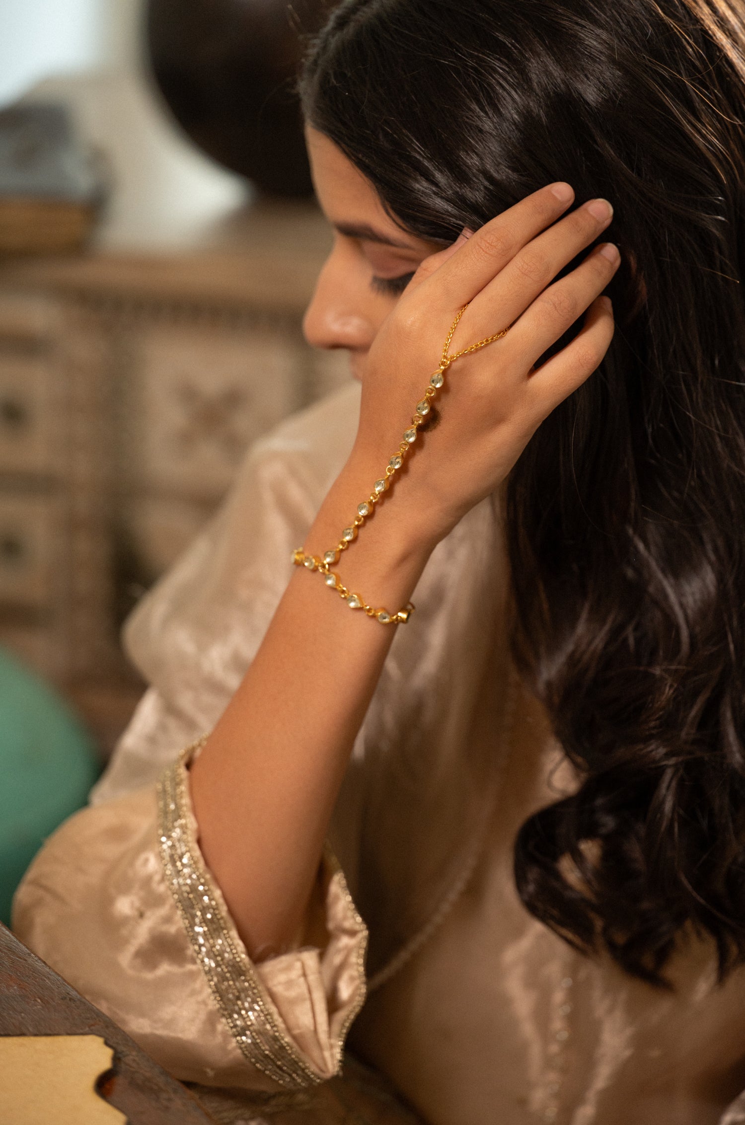 Vedika Kundan Hathphool Bracelet