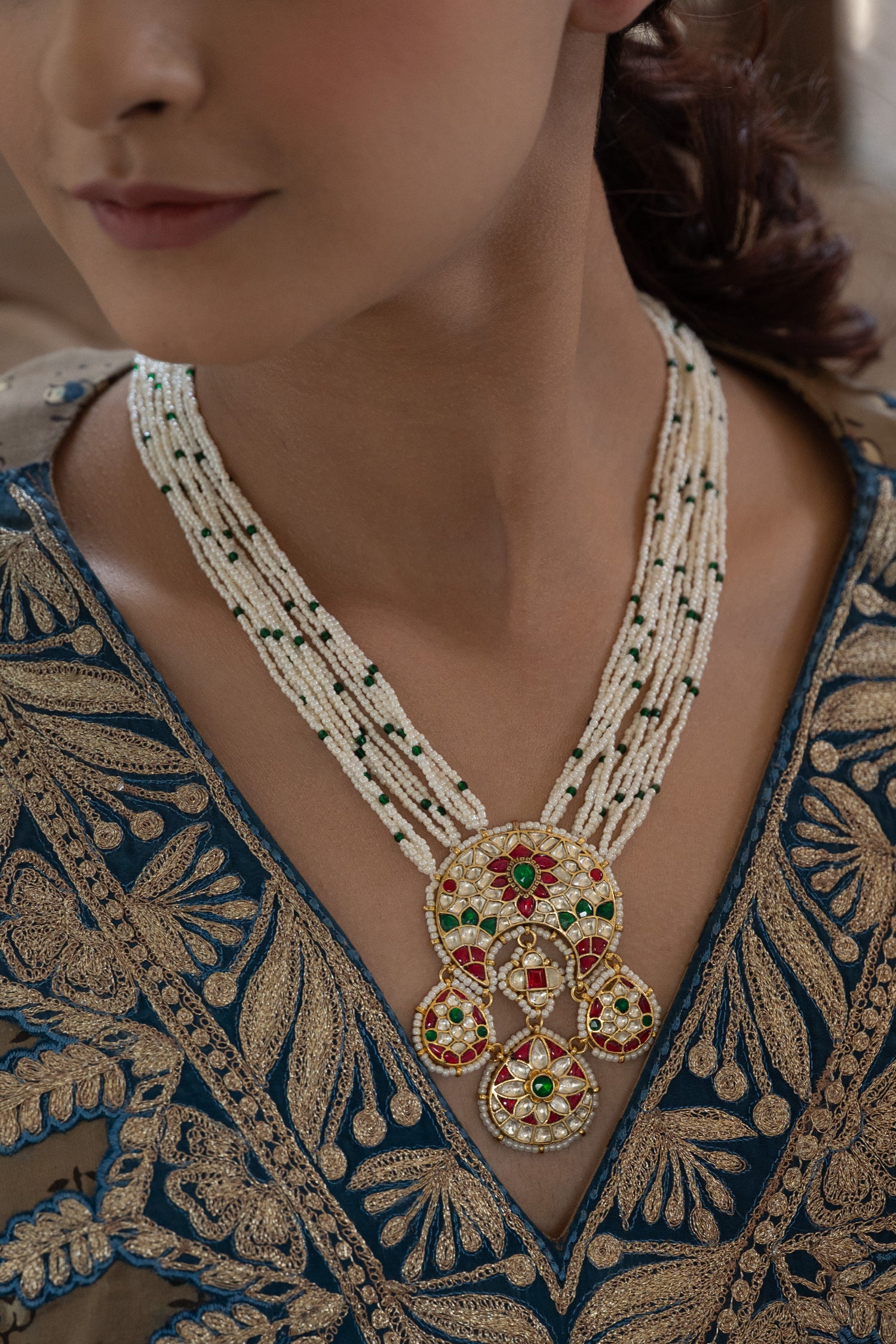 Saheera Red Kundan Necklace Set