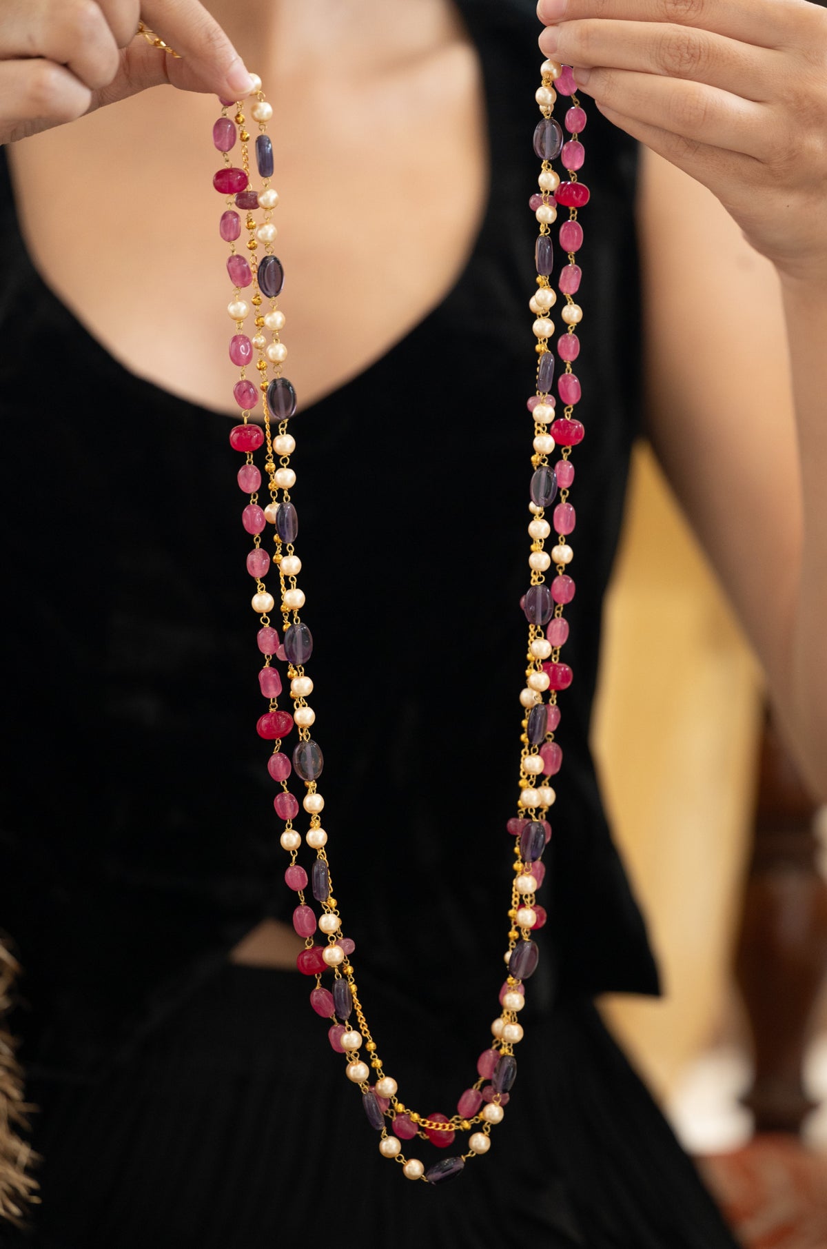 Elara Pink Layered Necklace