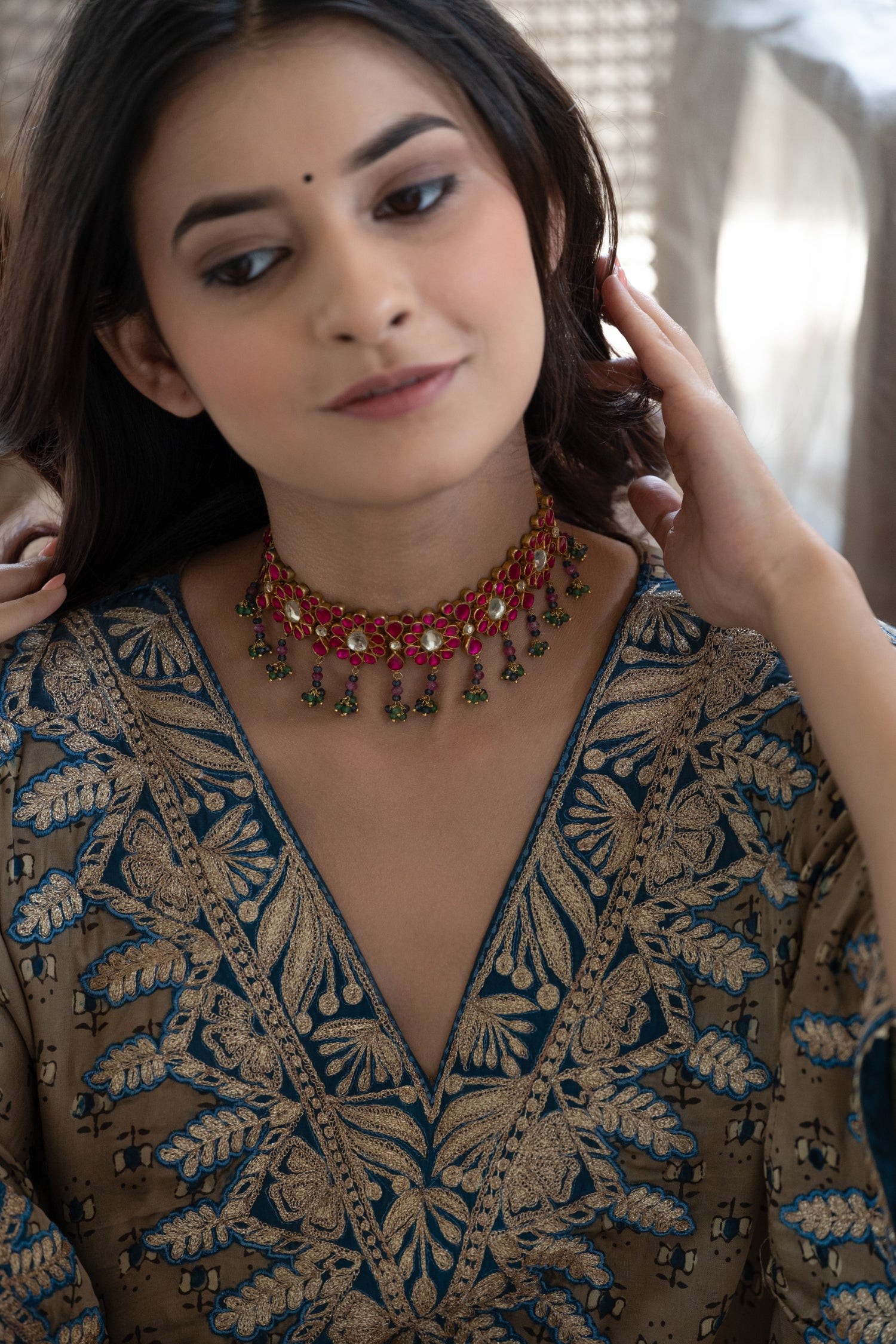 Shayna Pink Kundan Choker