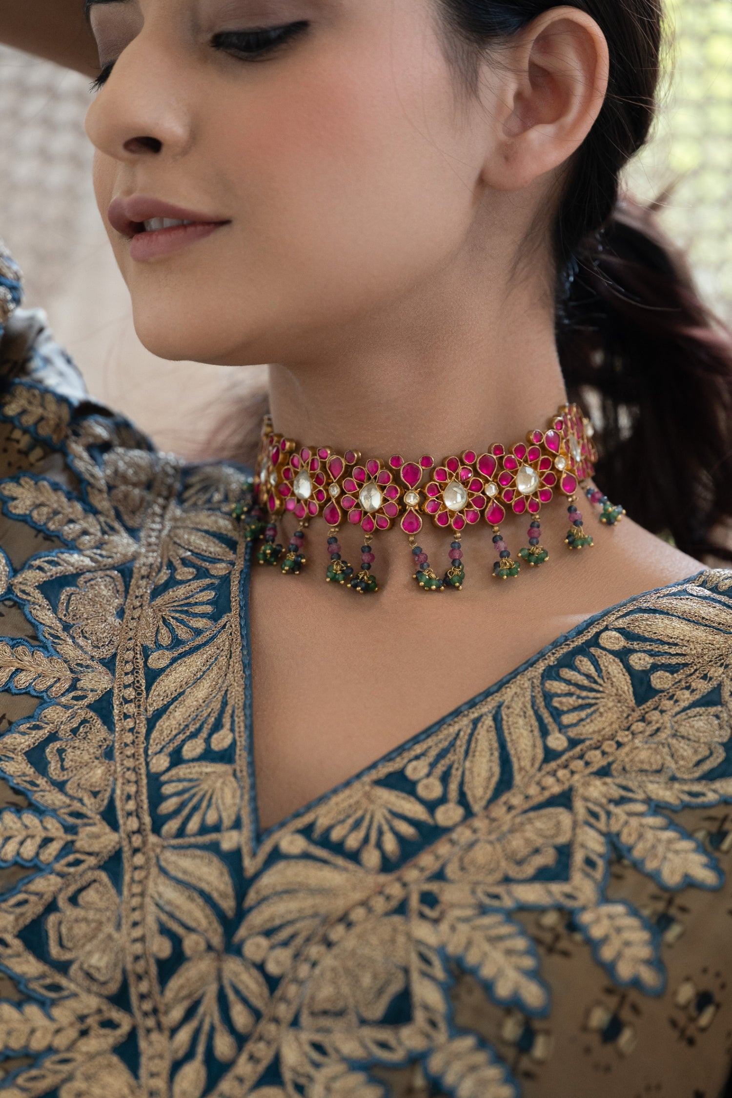 Shayna Pink Kundan Choker