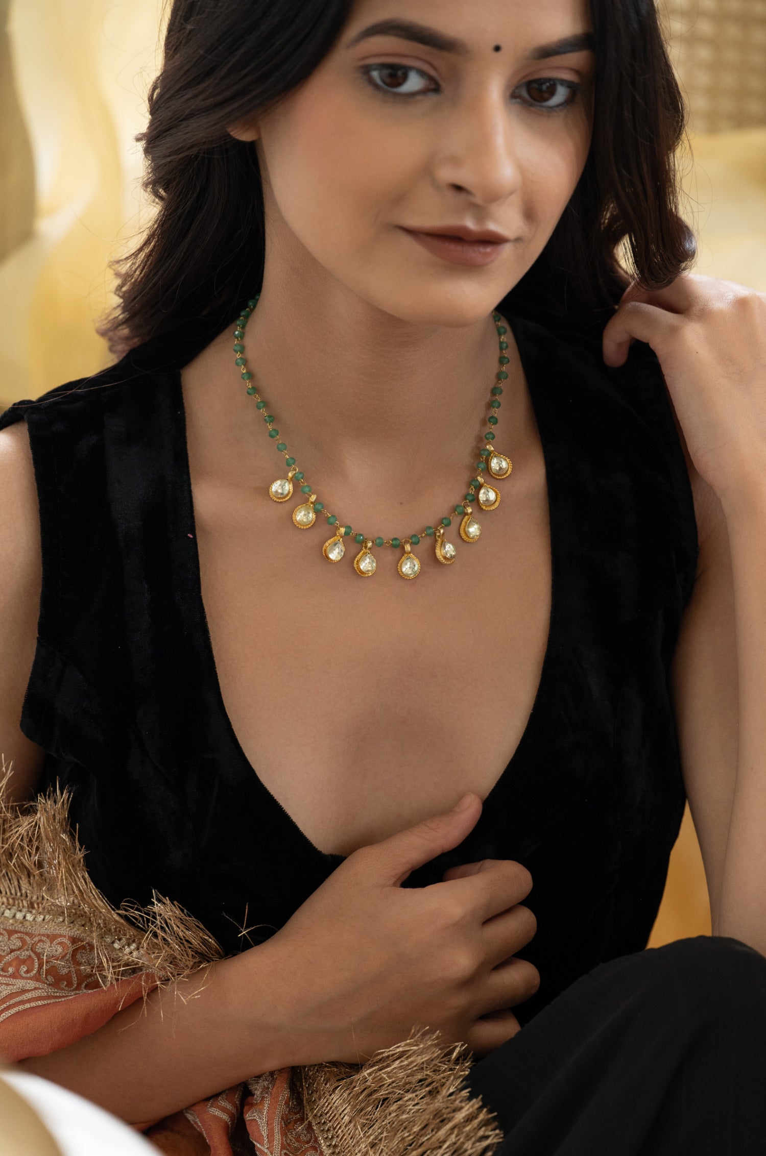Vanya Green Kundan Necklace