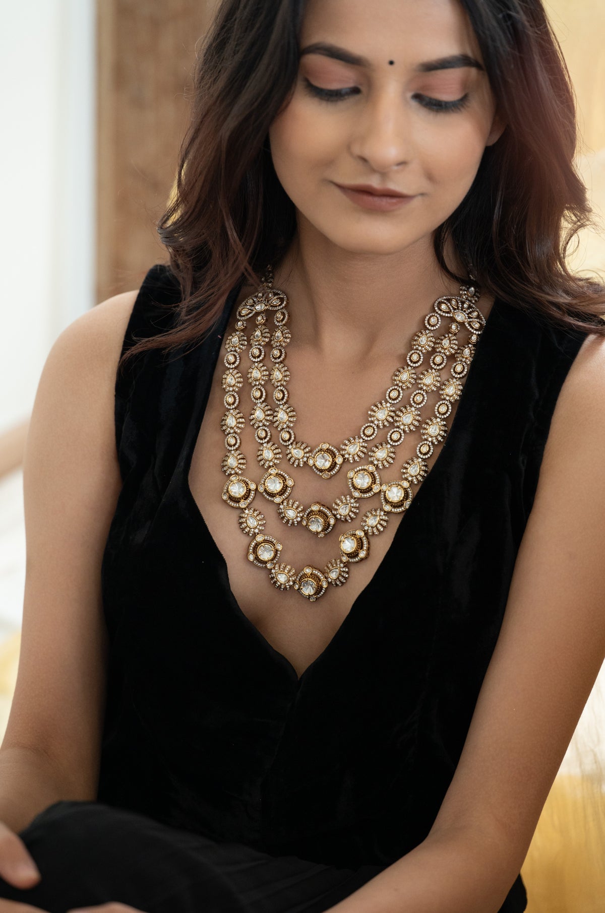 Aurora Polki Layered Necklace Set