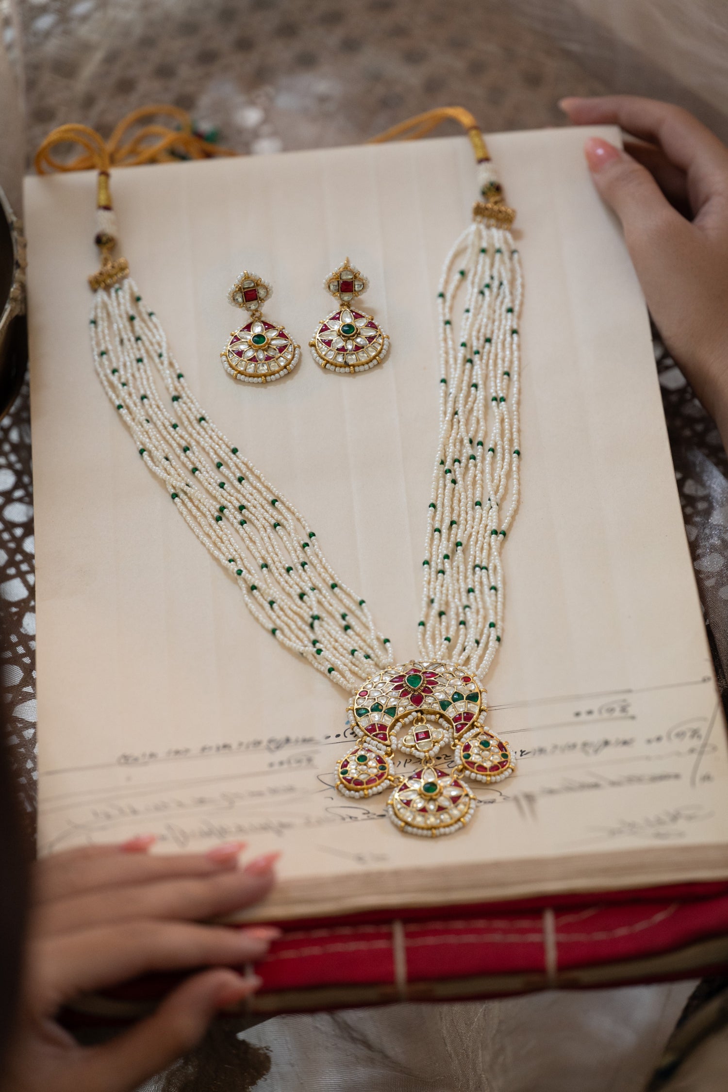 Saheera Red Kundan Necklace Set