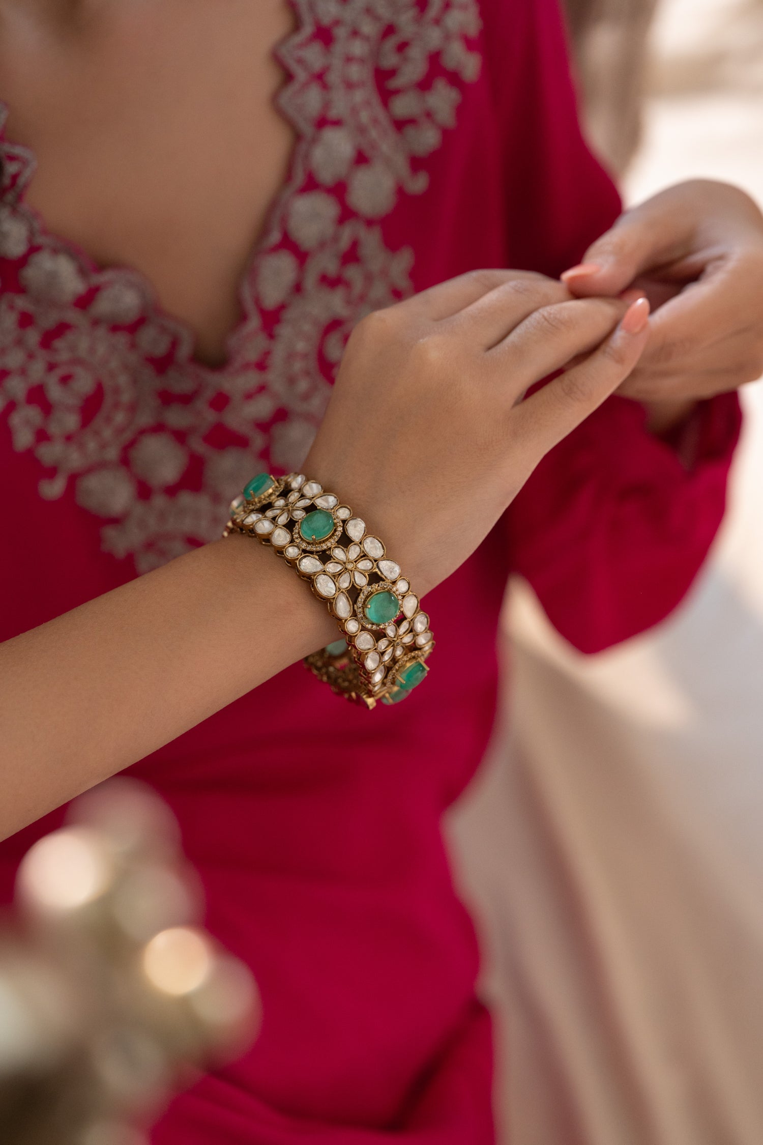 Alpesha Mint Polki Bangle