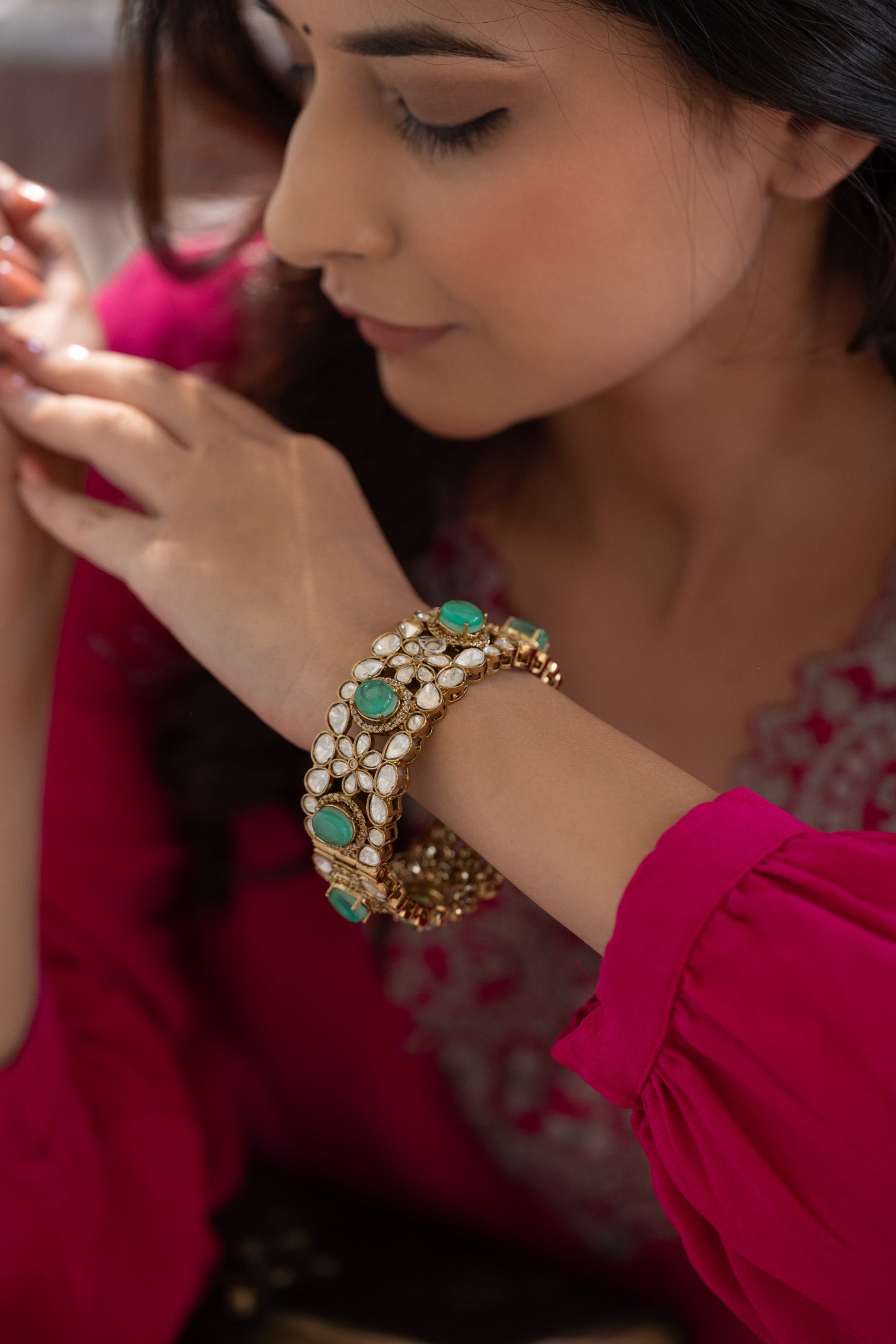 Alpesha Mint Polki Bangle