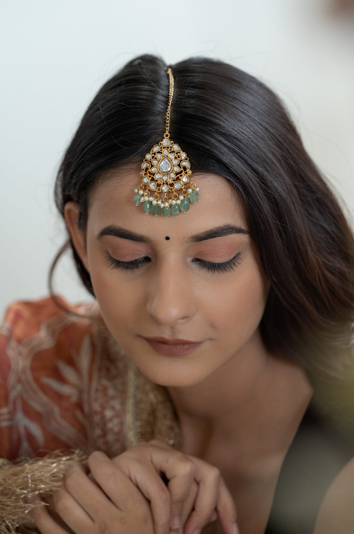 Aarohi Mint Polki Maangtikka