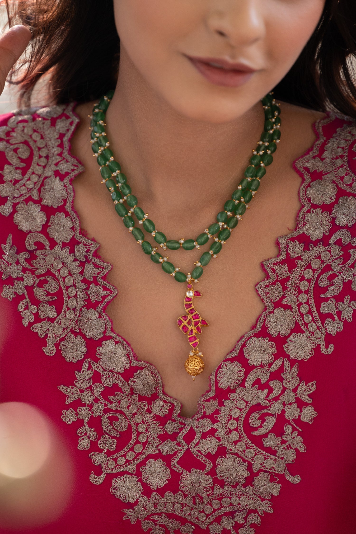 Sadya Mint Kundan Necklace