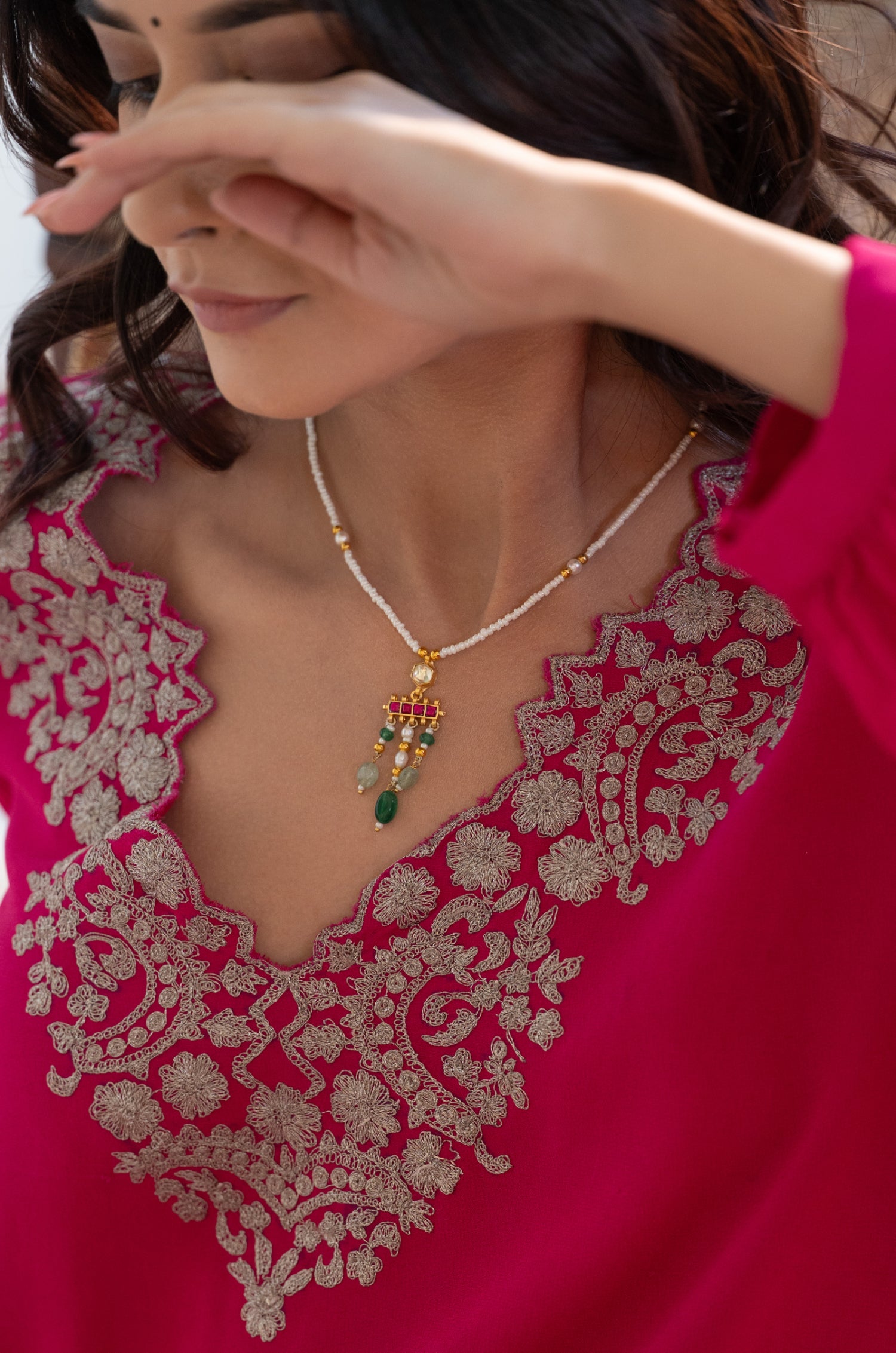 Naira Pink Kundan Pendant