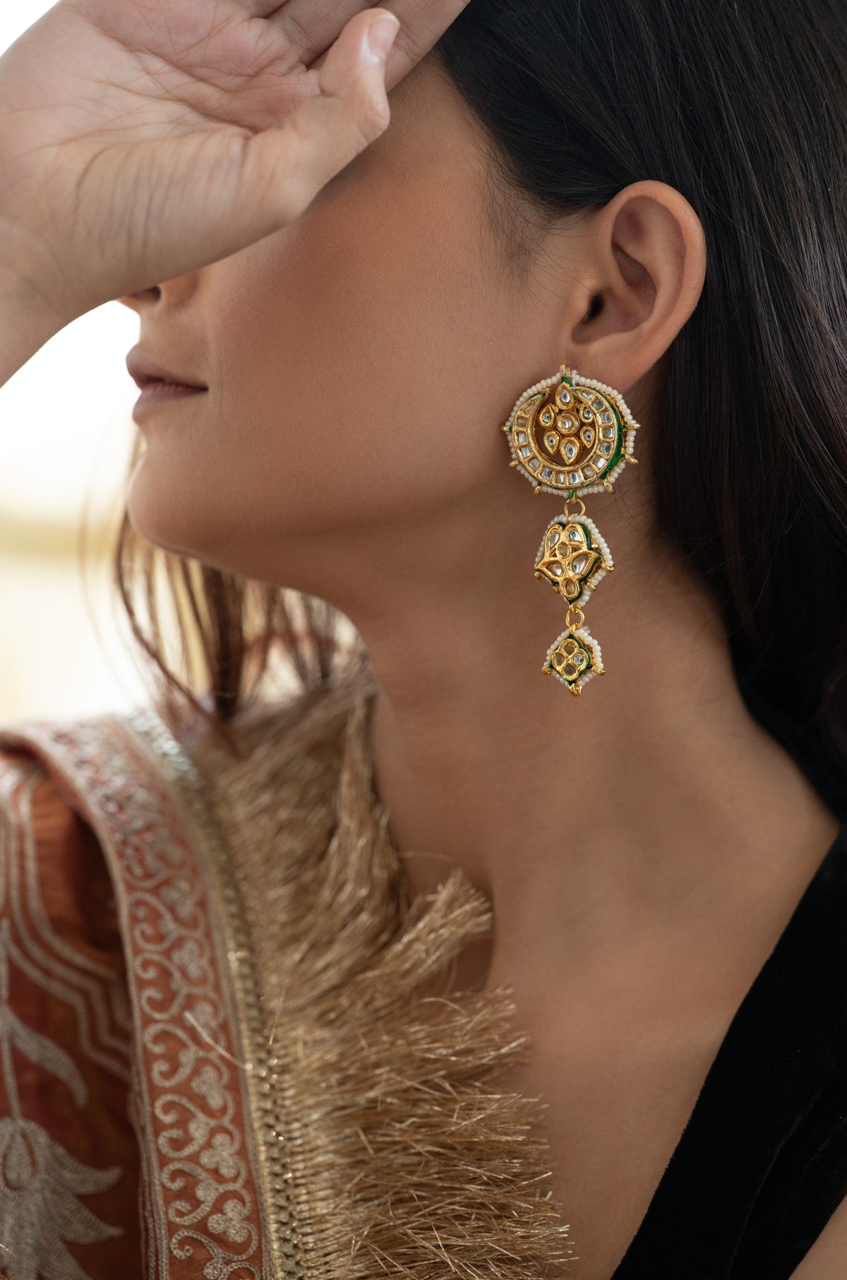 Riwaayat Kundan Drop Earrings