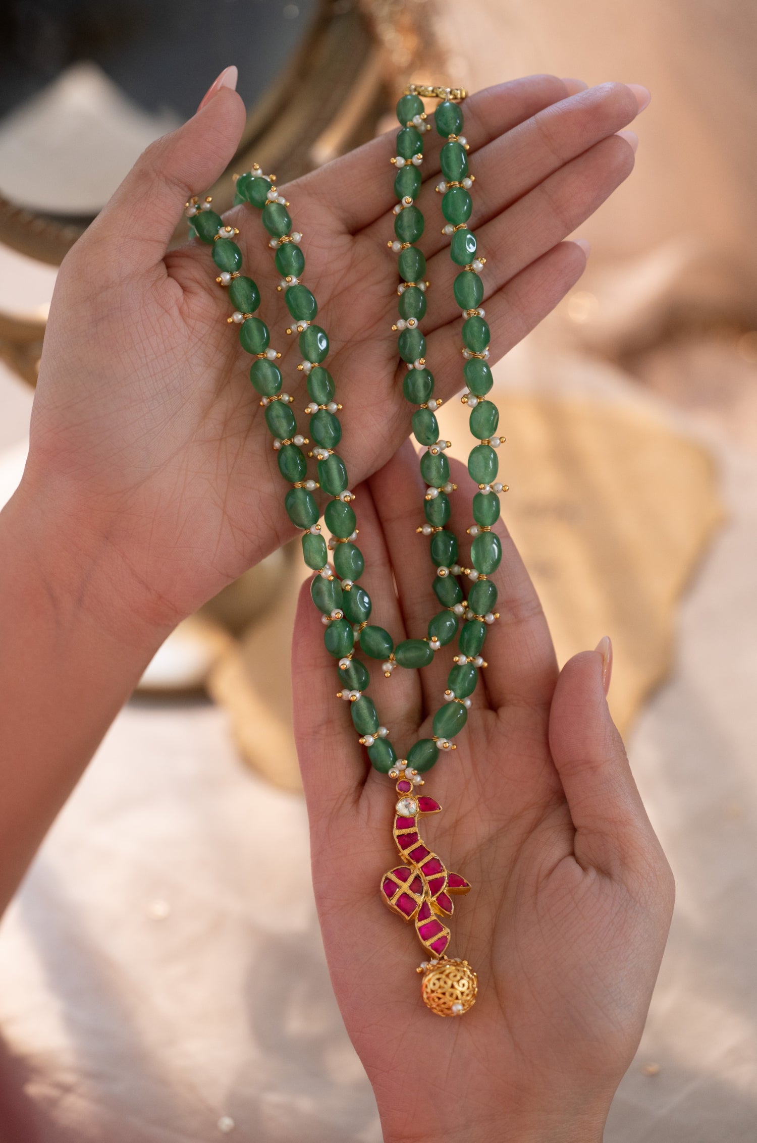 Sadya Mint Kundan Necklace