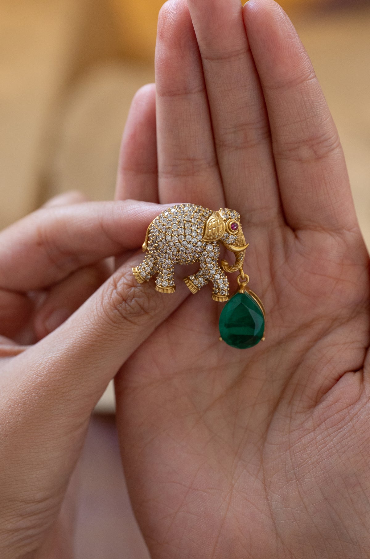 Gajj Green Polki Brooch