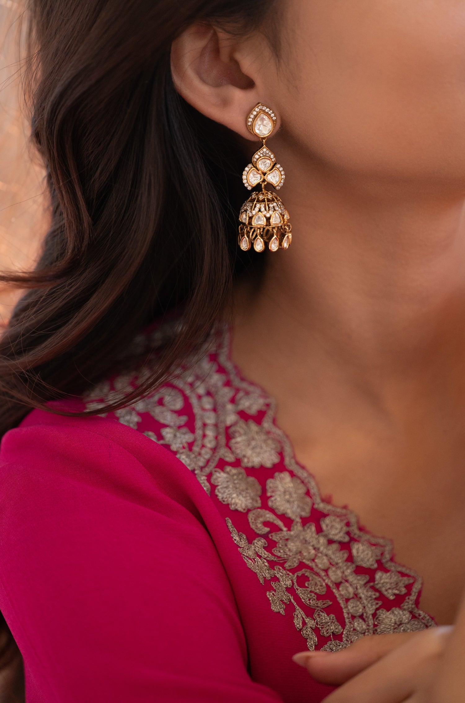 Ranaisa Polki Jhumka Earrings