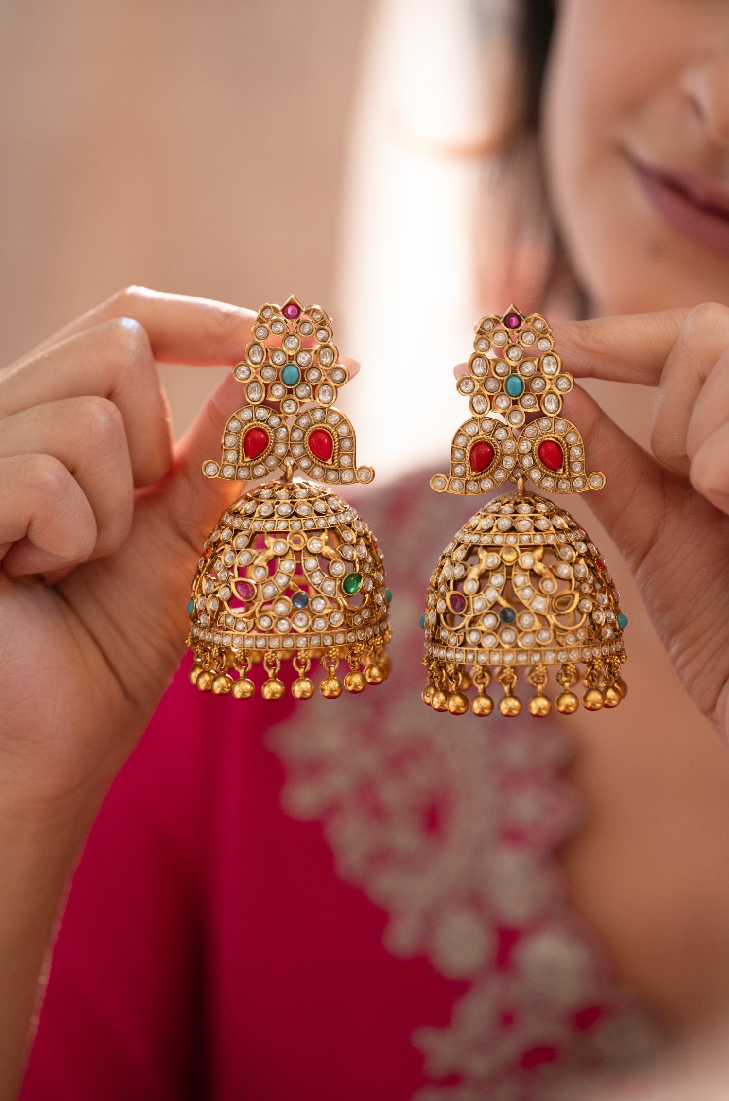 Saira Multicolored Kundan Jhumka Earrings