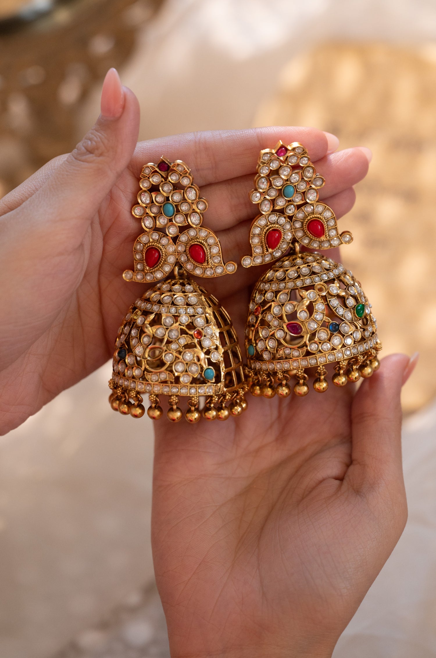 Saira Multicolored Kundan Jhumka Earrings