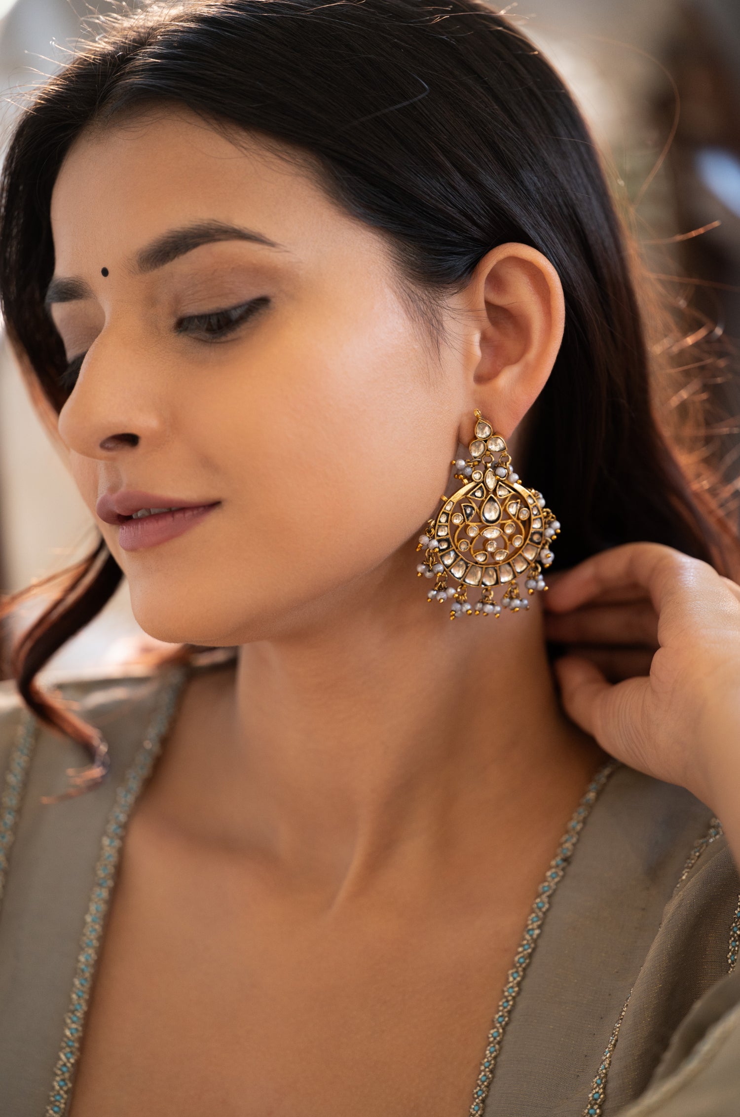Divya Antique Kundan Earrings