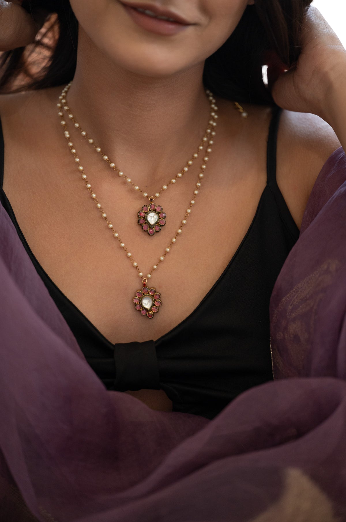 Wamika Pink Layered Necklace