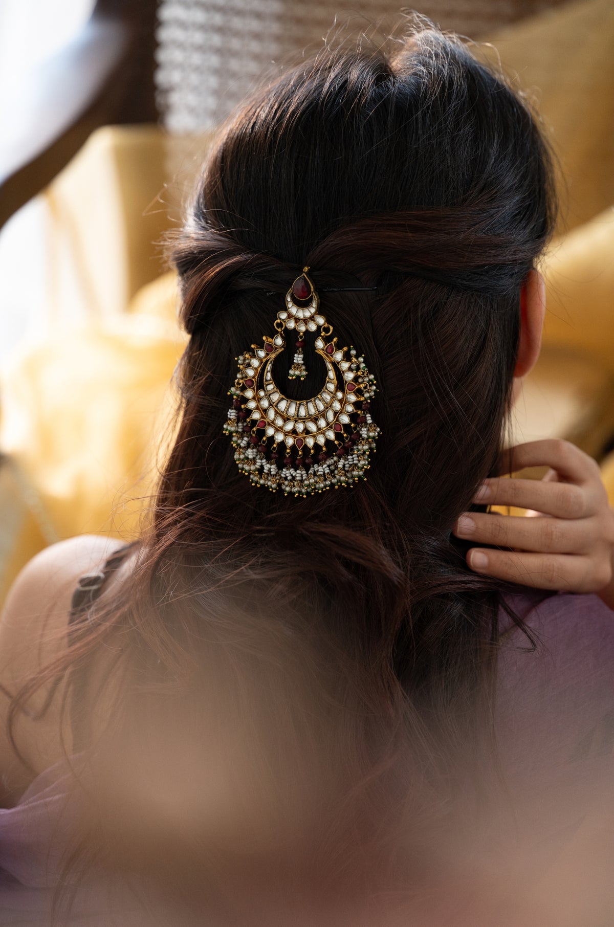 Rasiya Kundan Braid Pin