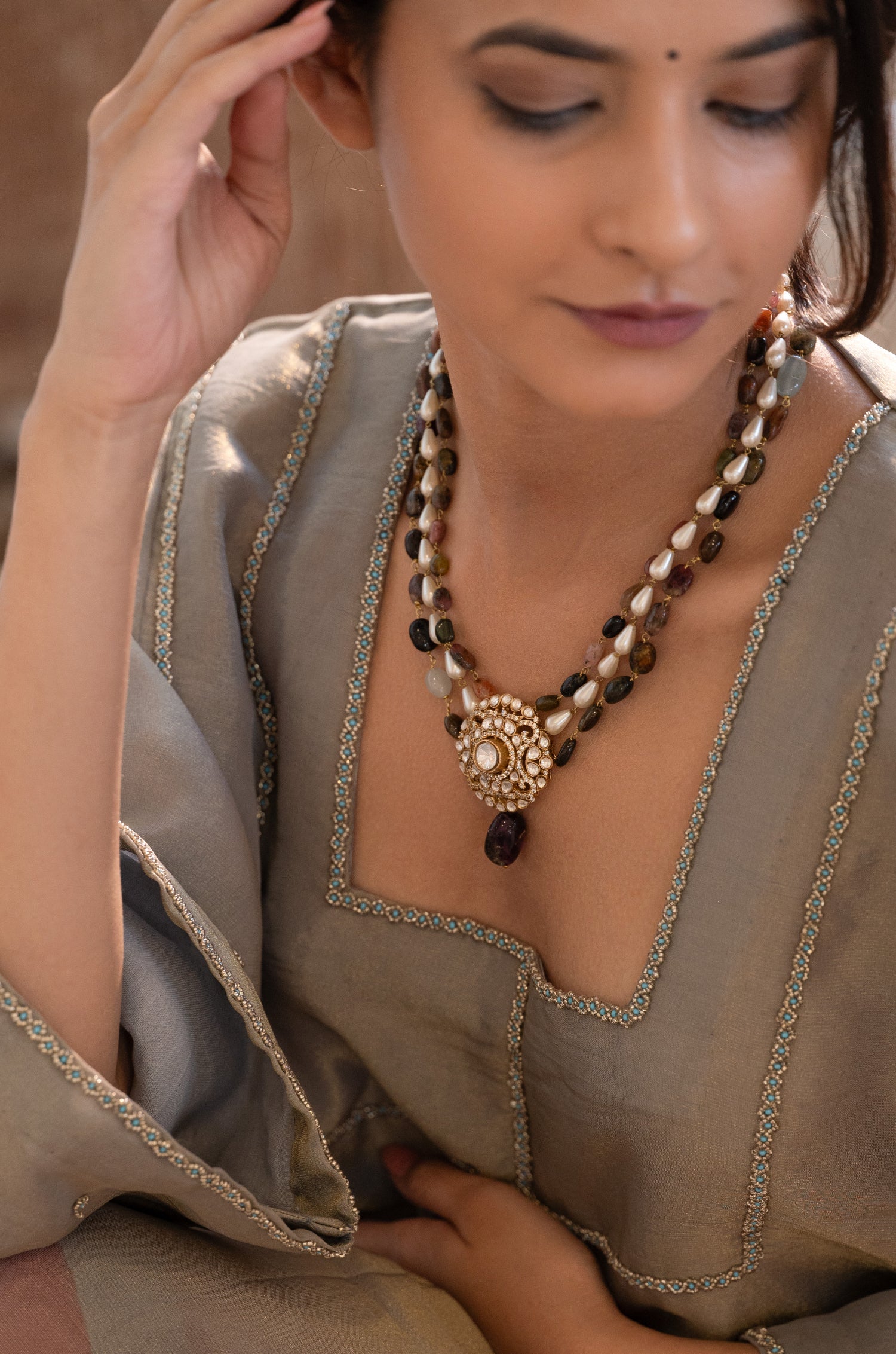 Grisha Multicolored Polki Necklace